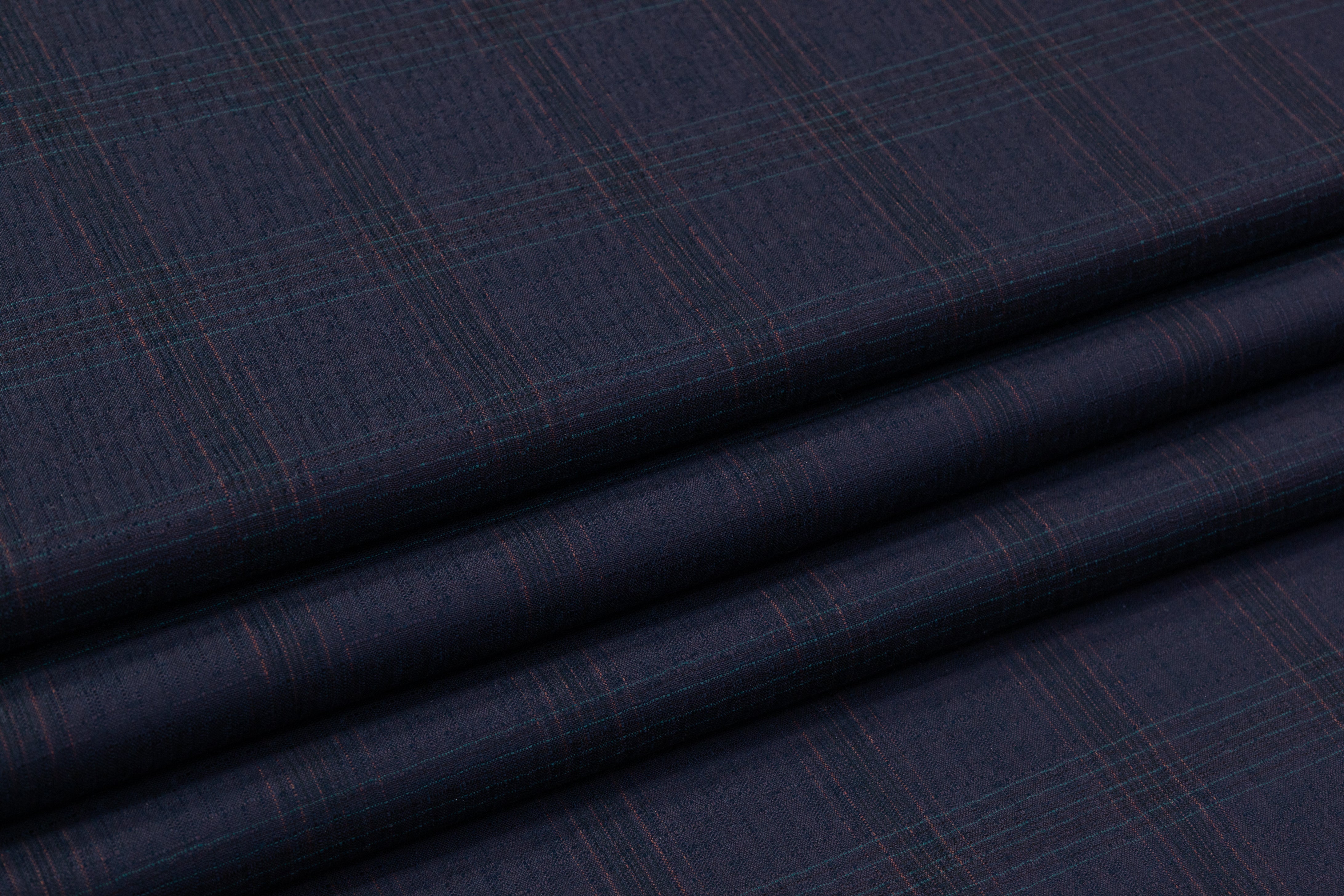 Checked Italian Wool Suiting - Purple / Teal / Brick
