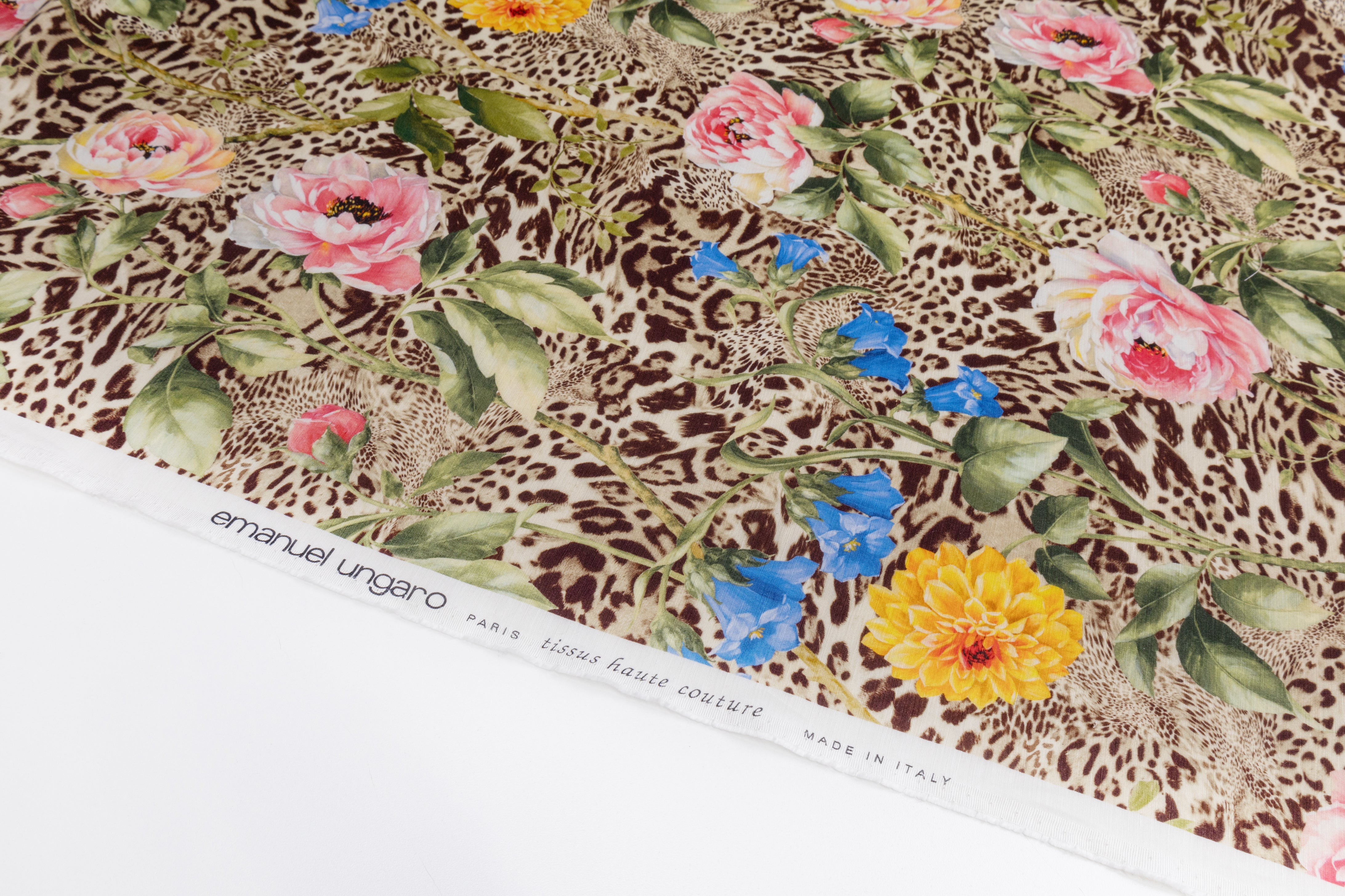 Emanuel Ungaro - Floral Cheetah Print Silk Linen Blend - Multicolor