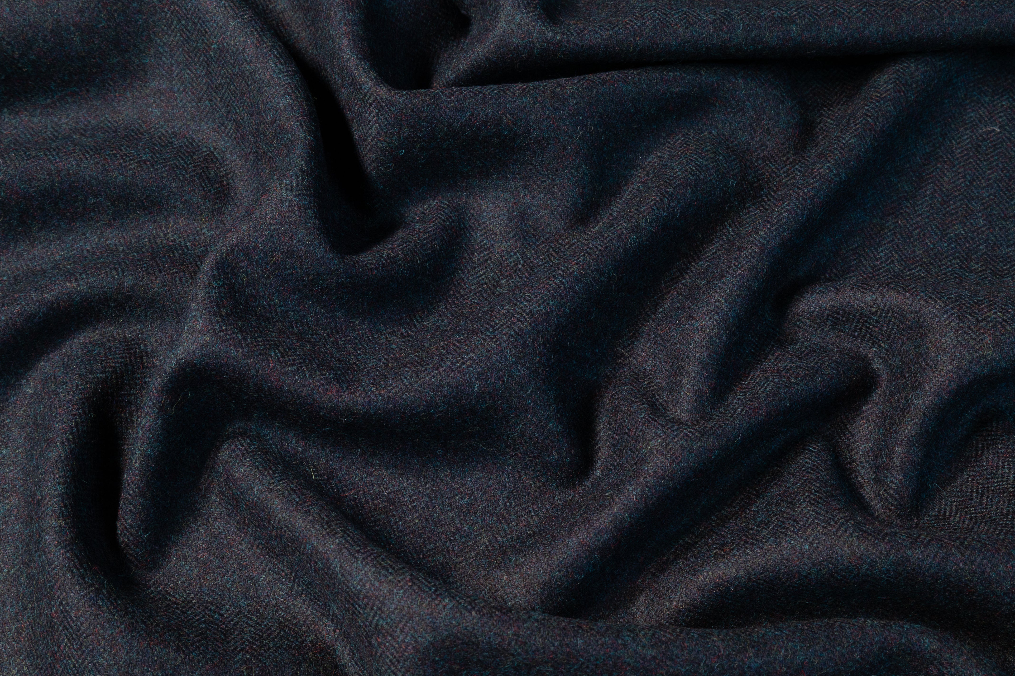 Herringbone Italian Wool Coating - Navy