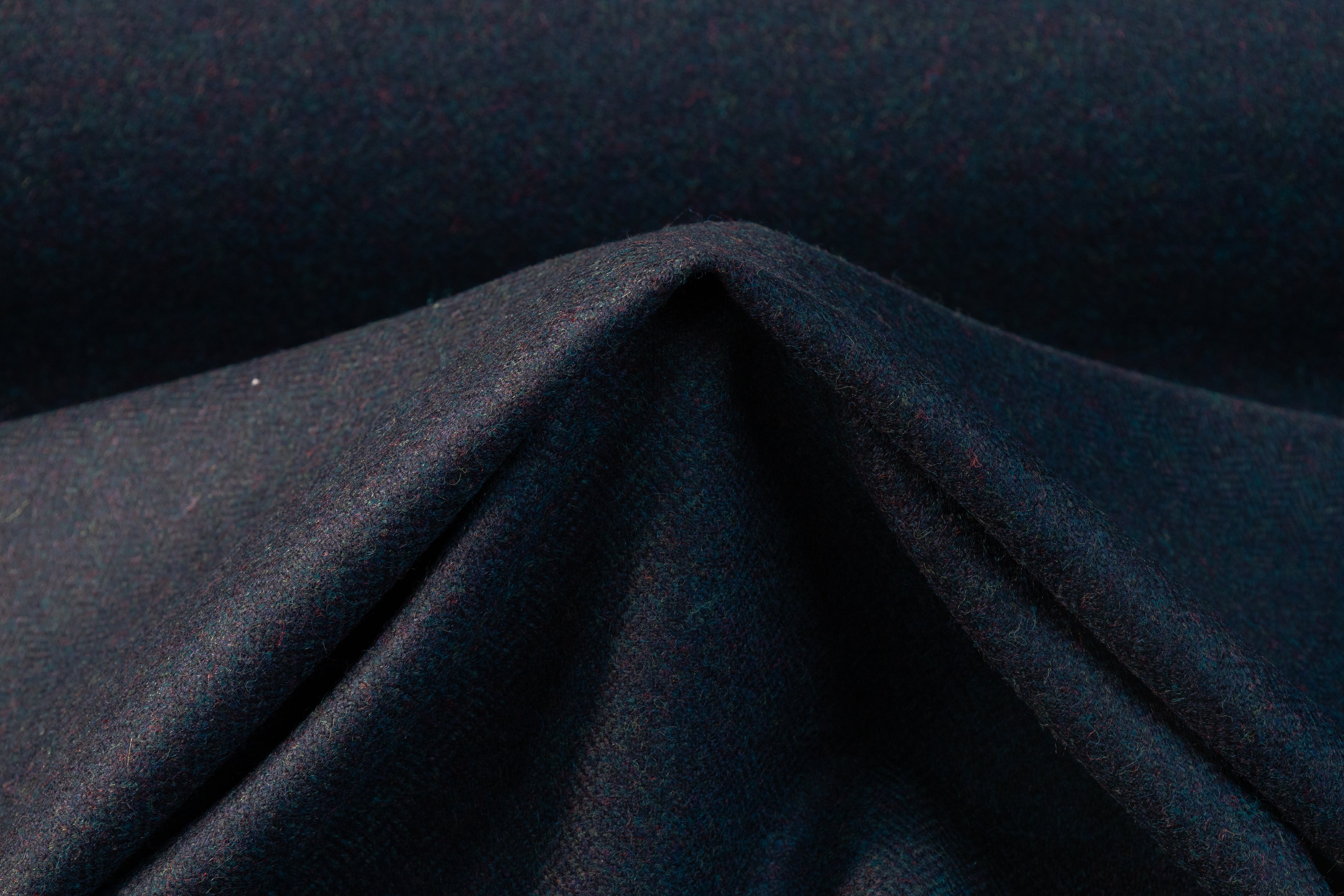 Herringbone Italian Wool Coating - Navy