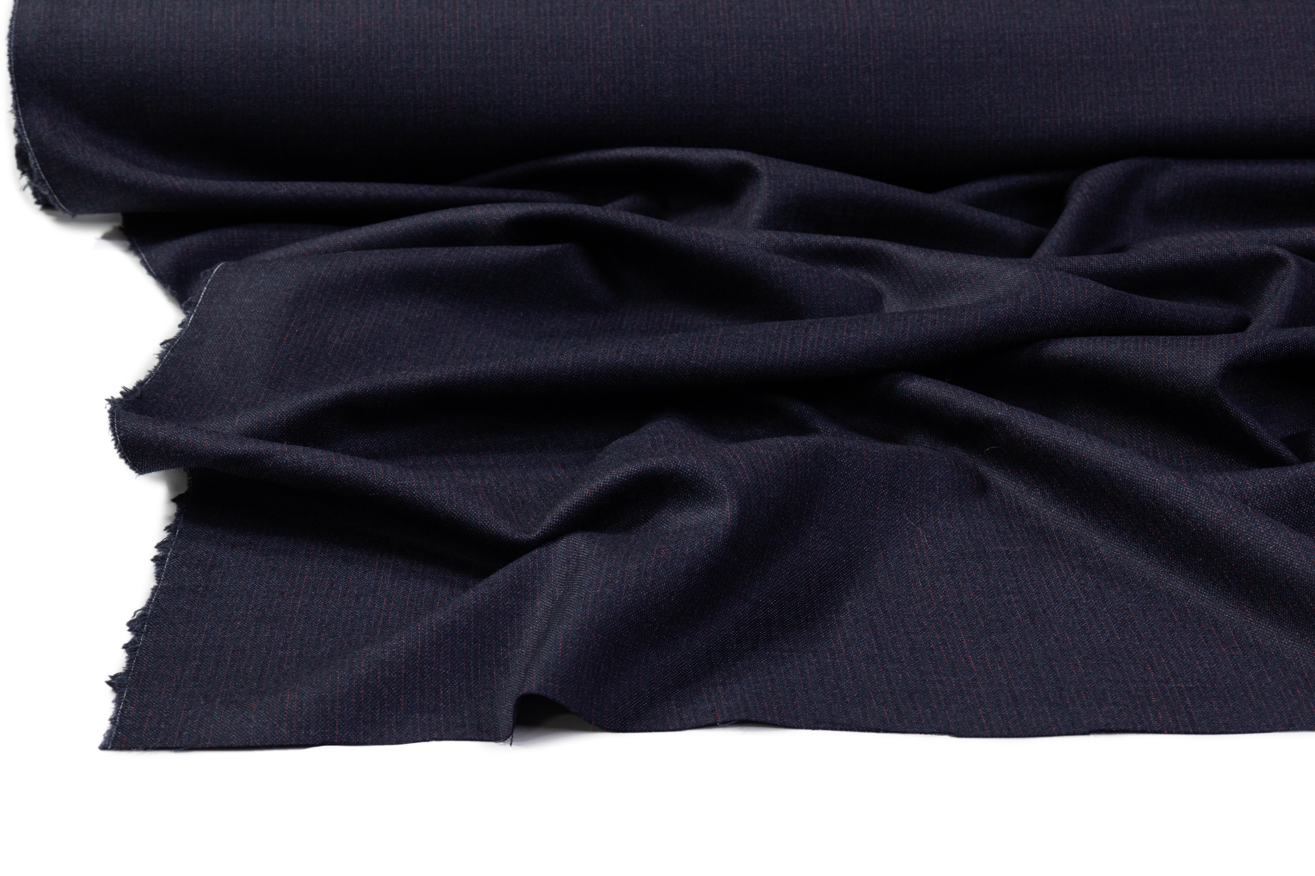 Carlo Barbera - Striped Italian Wool Suiting - Navy / Brick Red