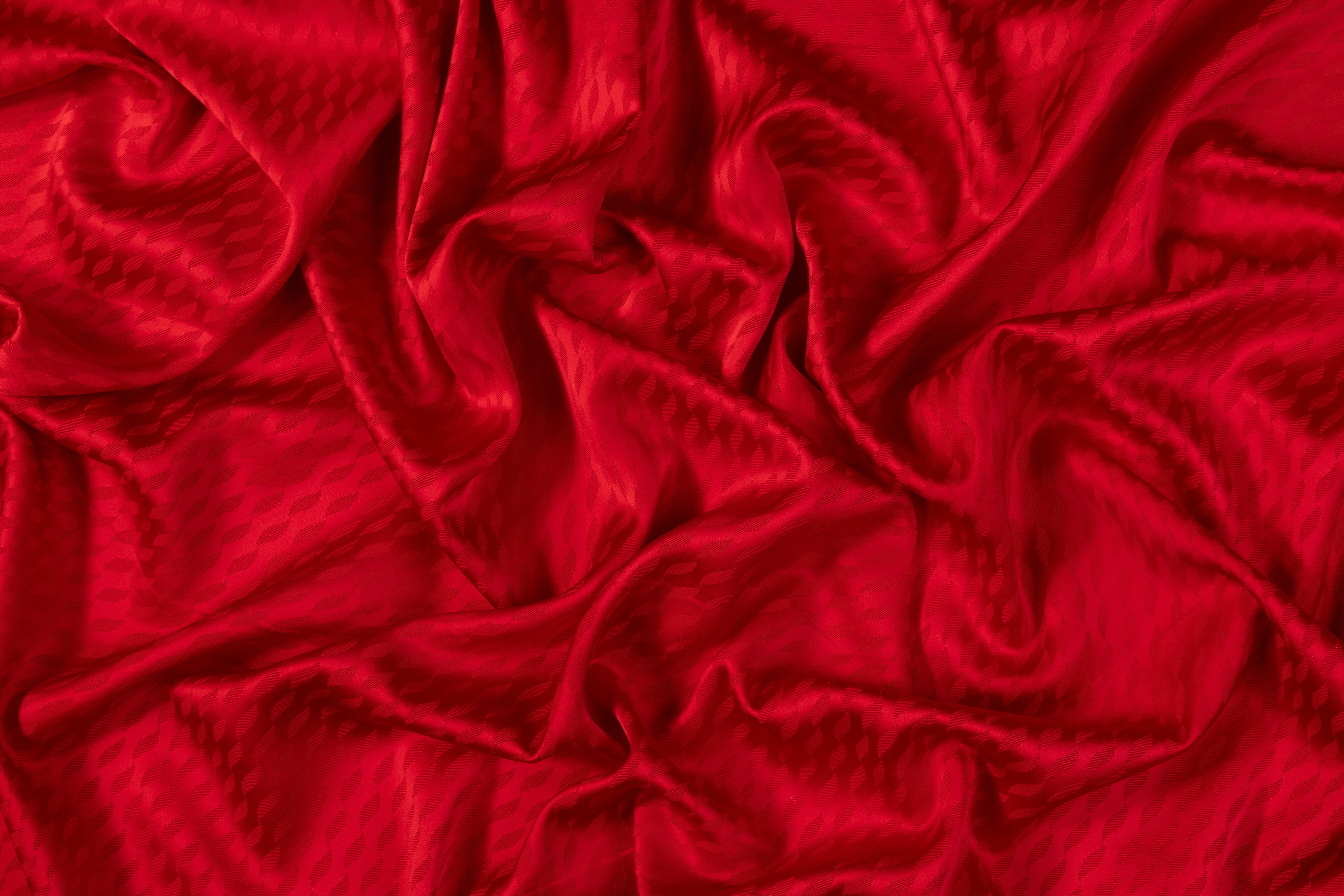 Italian Viscose Acetate Jacquard - Red