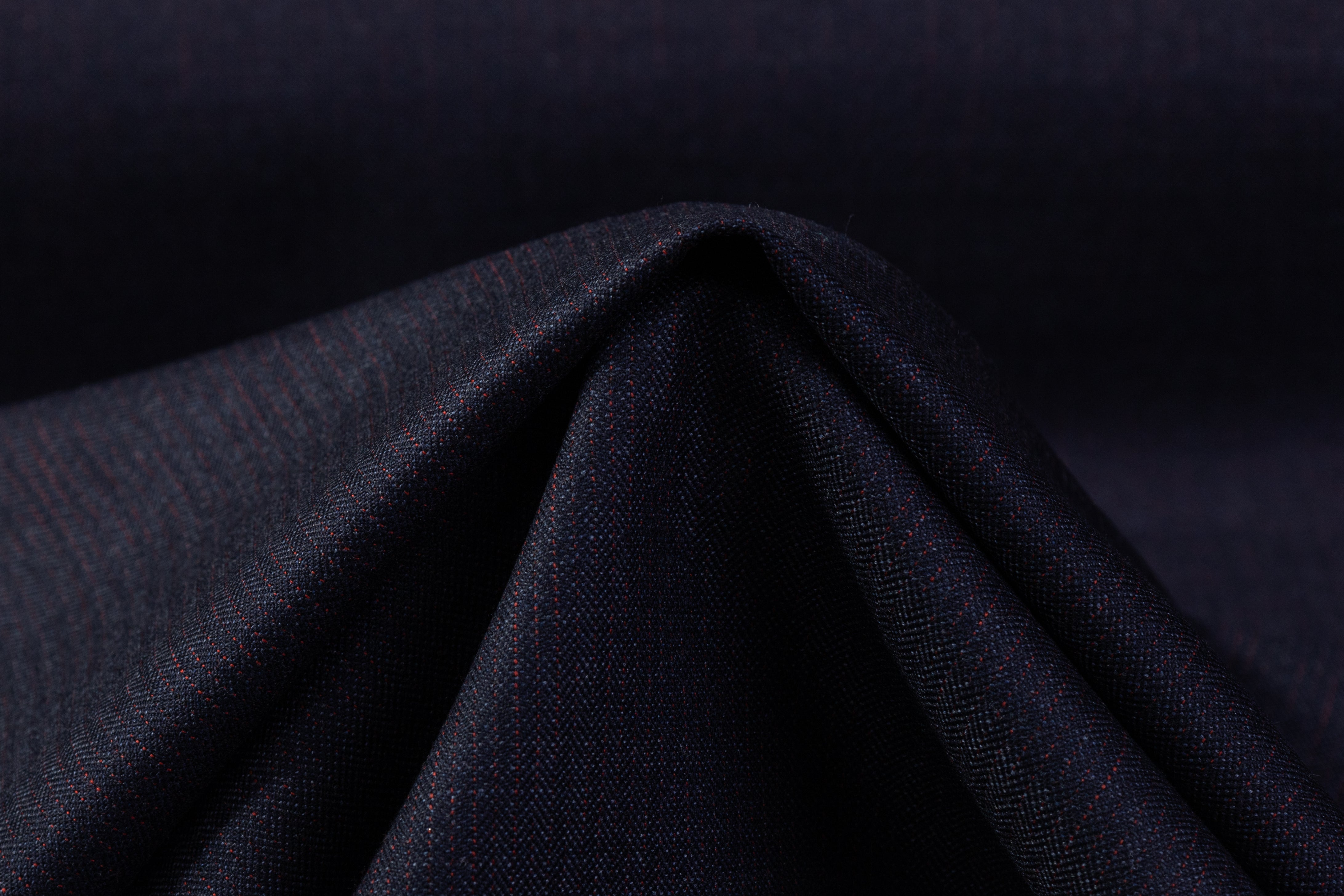 Carlo Barbera - Striped Italian Wool Suiting - Navy / Brick Red