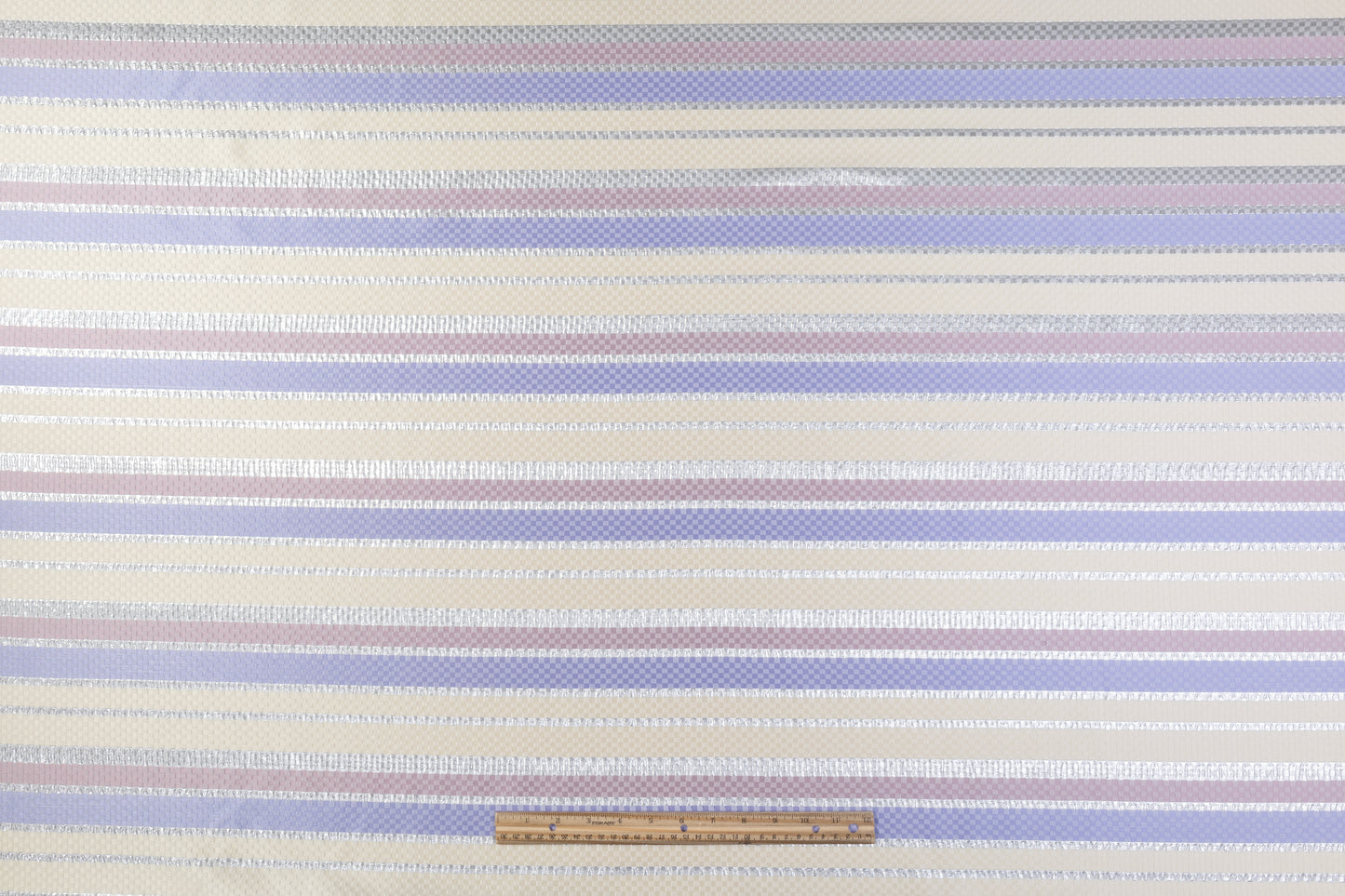 Checked Metallic Italian Brocade - Ivory / Silver / Purple