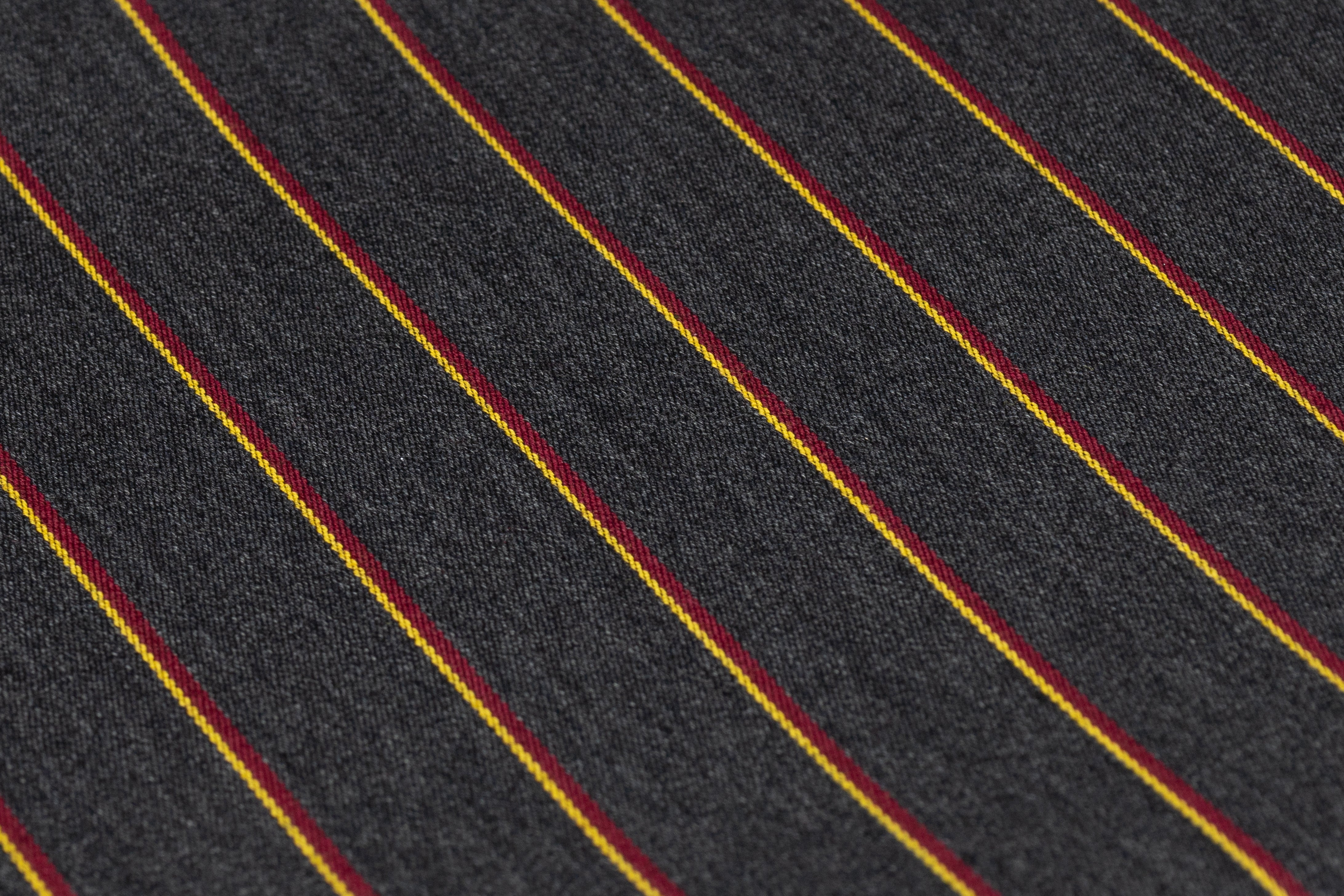Striped Italian Satin Faille Wool - Gray / Red / Yellow