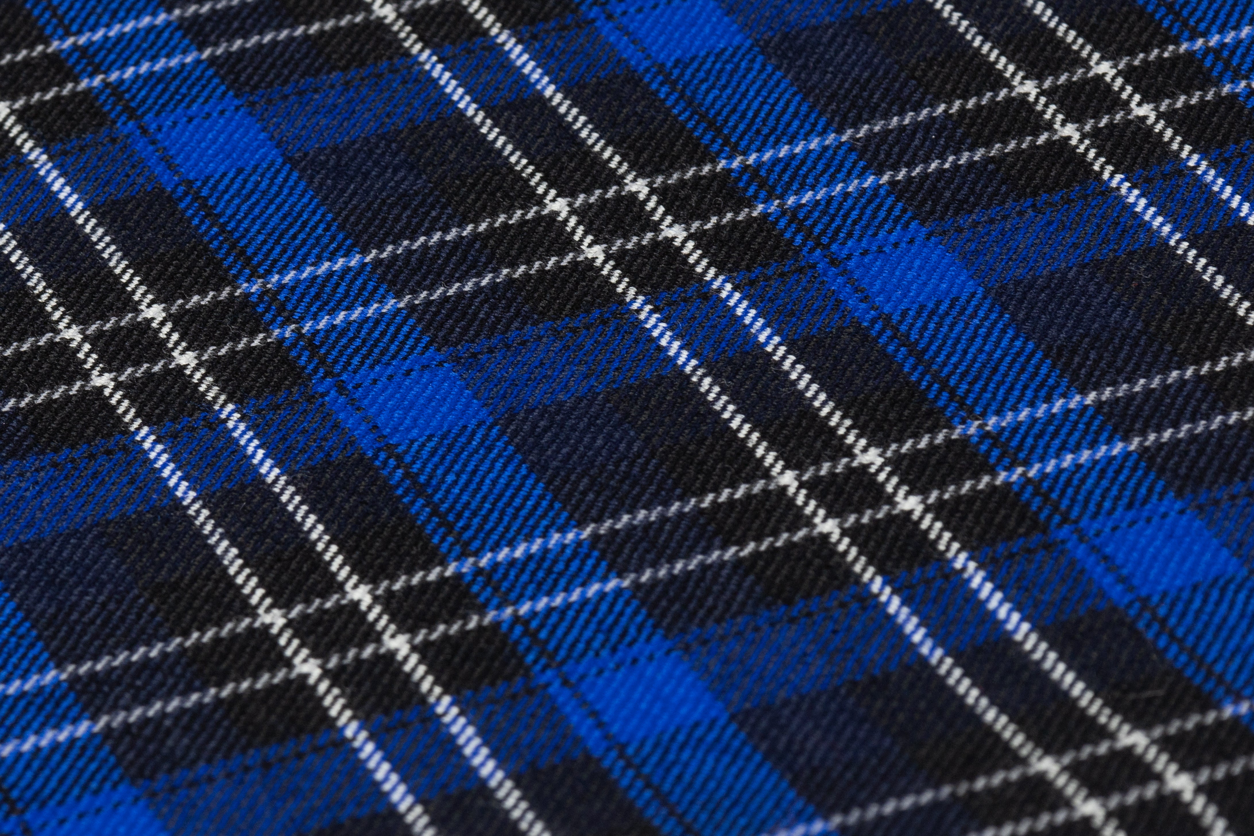 Tartan Italian Wool Suiting - Blue / Black / White