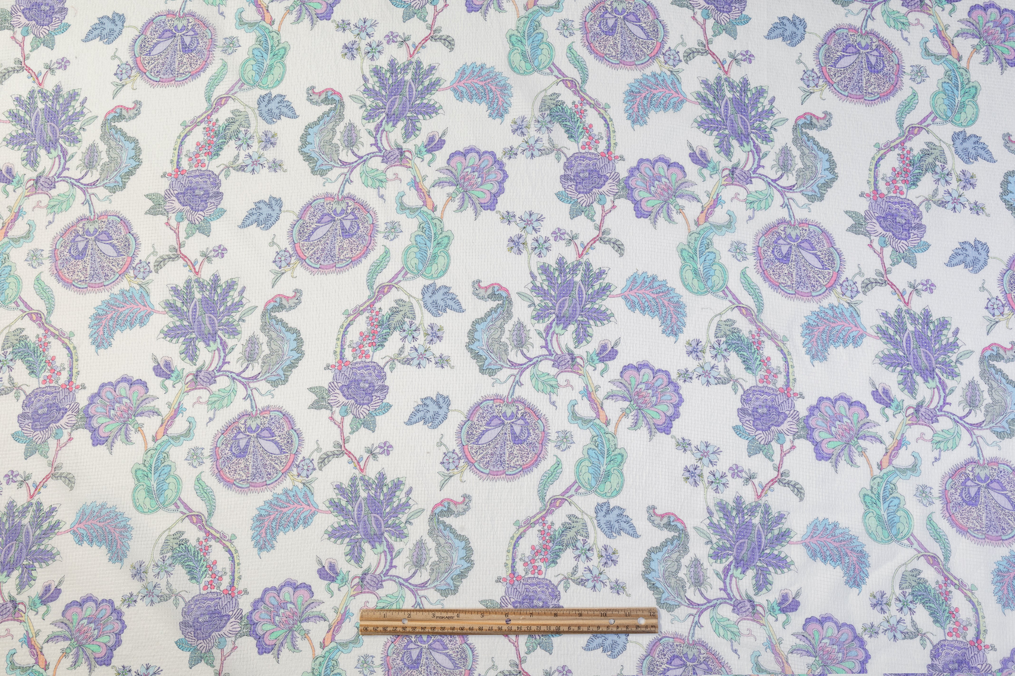 Floral Italian Silk Nylon Voile - Lavender / Green