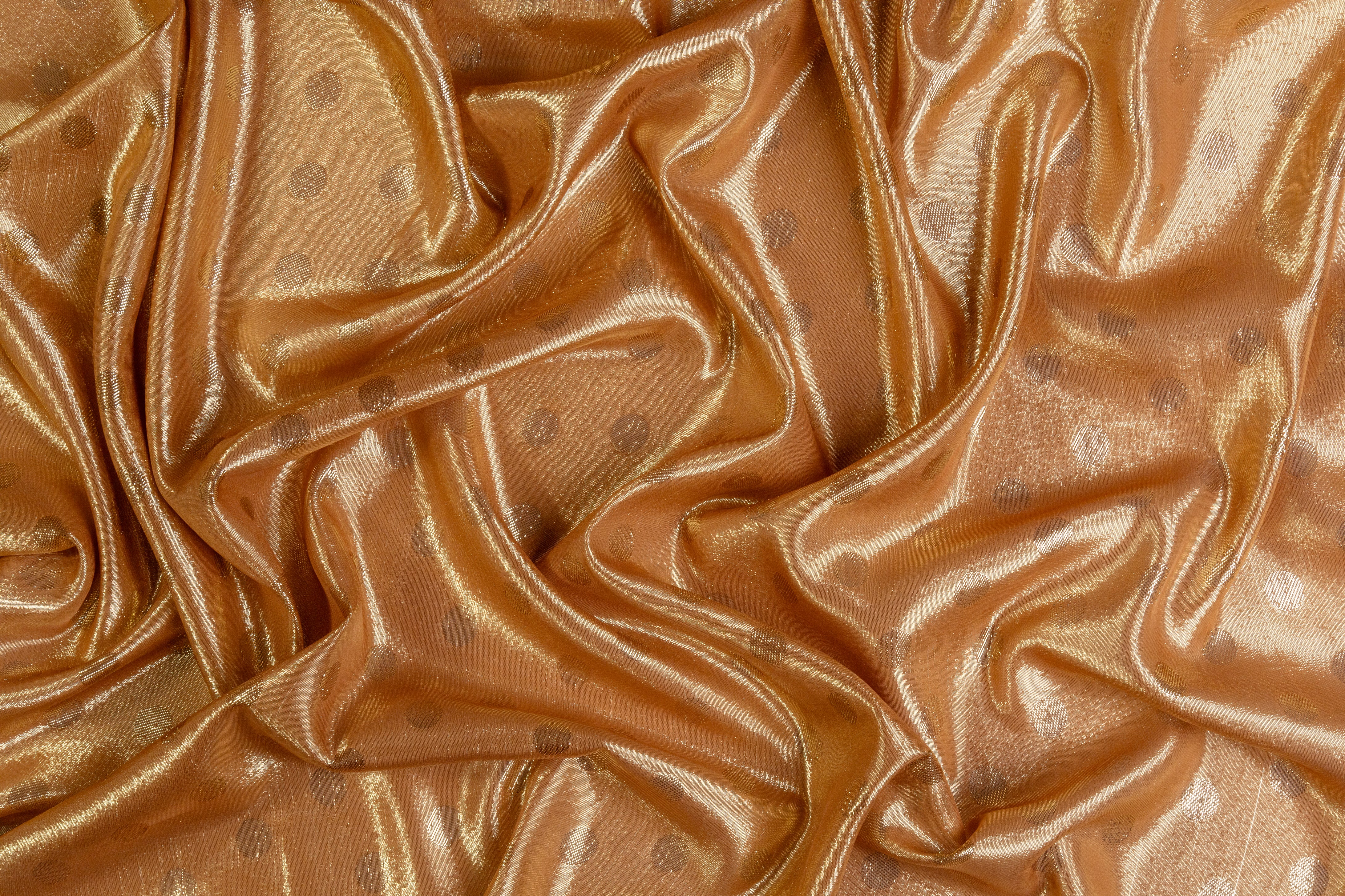 Polka Dot Italian Silk Lamé - Copper