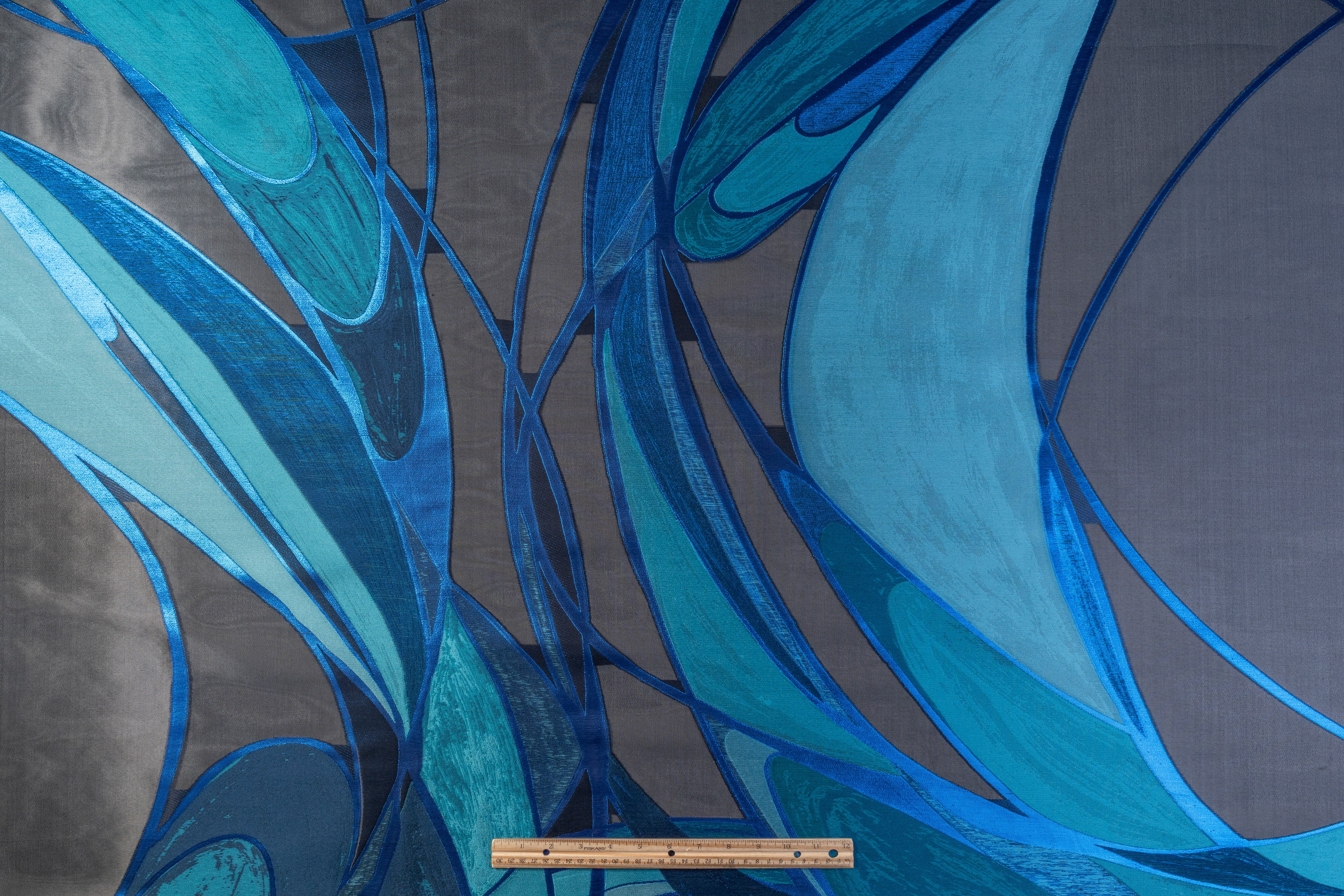 Ruffo Coli - Metallic Italian Silk Blend Liquid Organza Fil Coupé - Black / Blue