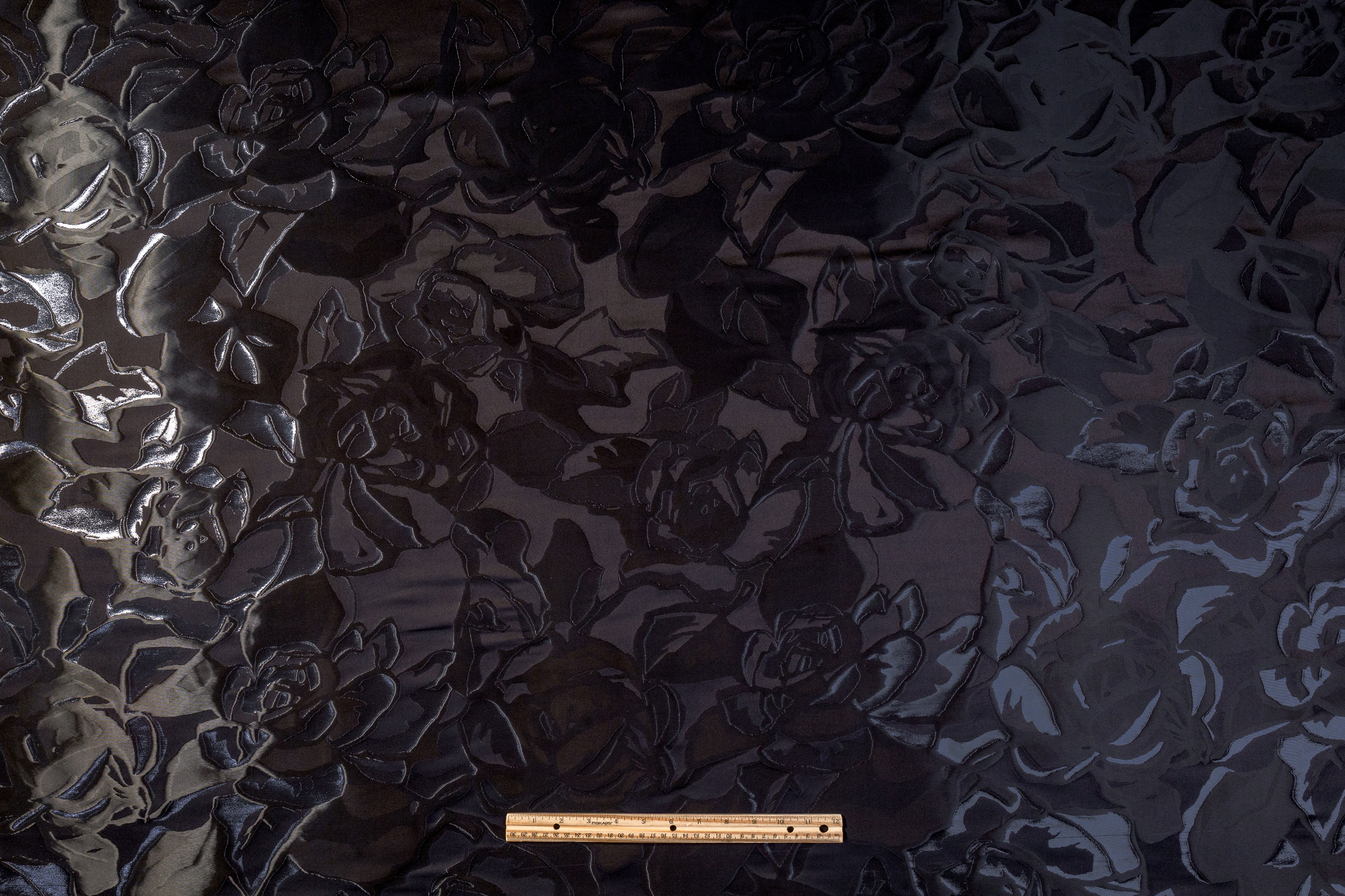 Ruffo Coli - Italian Silk Blend Liquid Brocade - Black / Navy