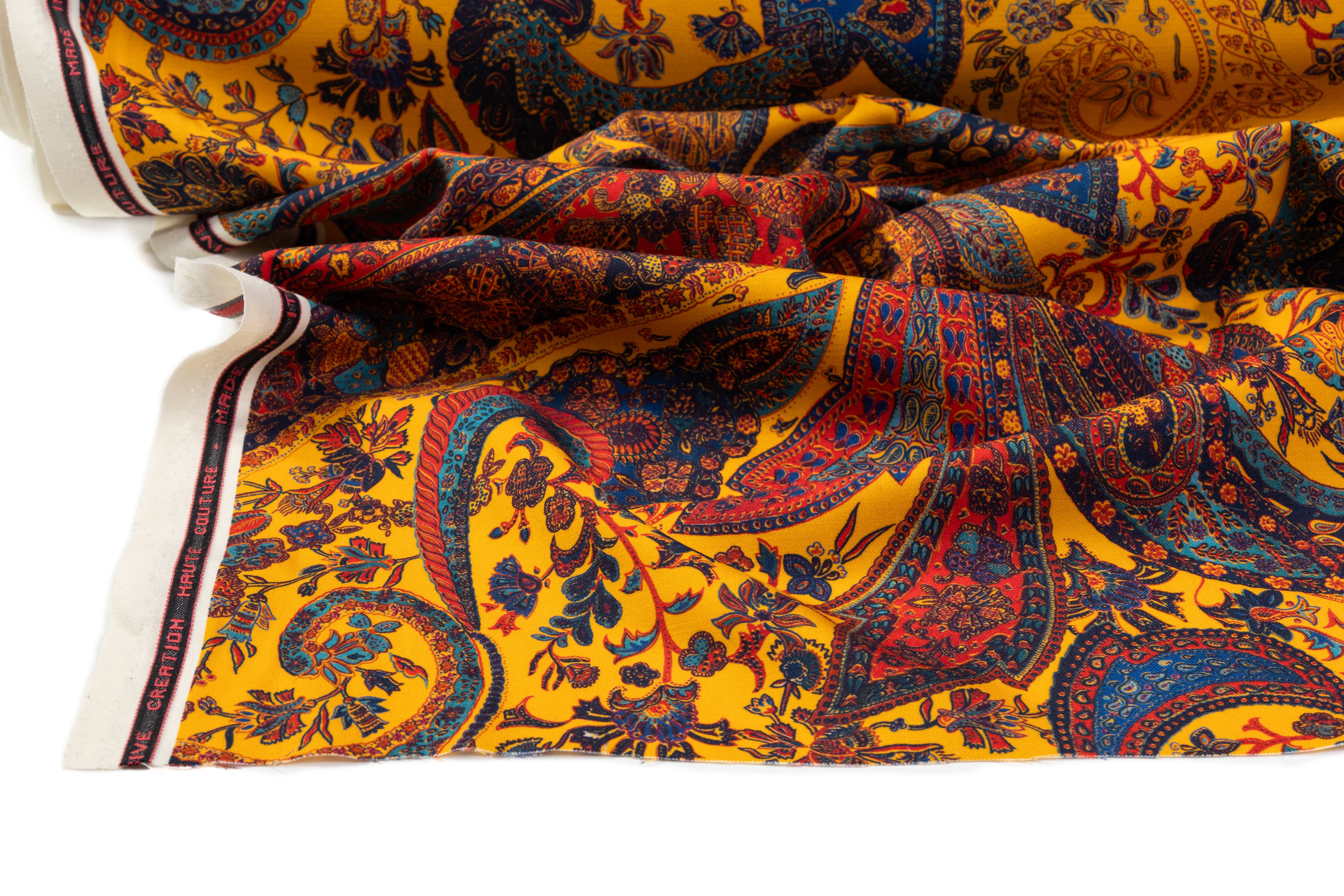 Paisley Printed Italian Wool - Golden Yellow