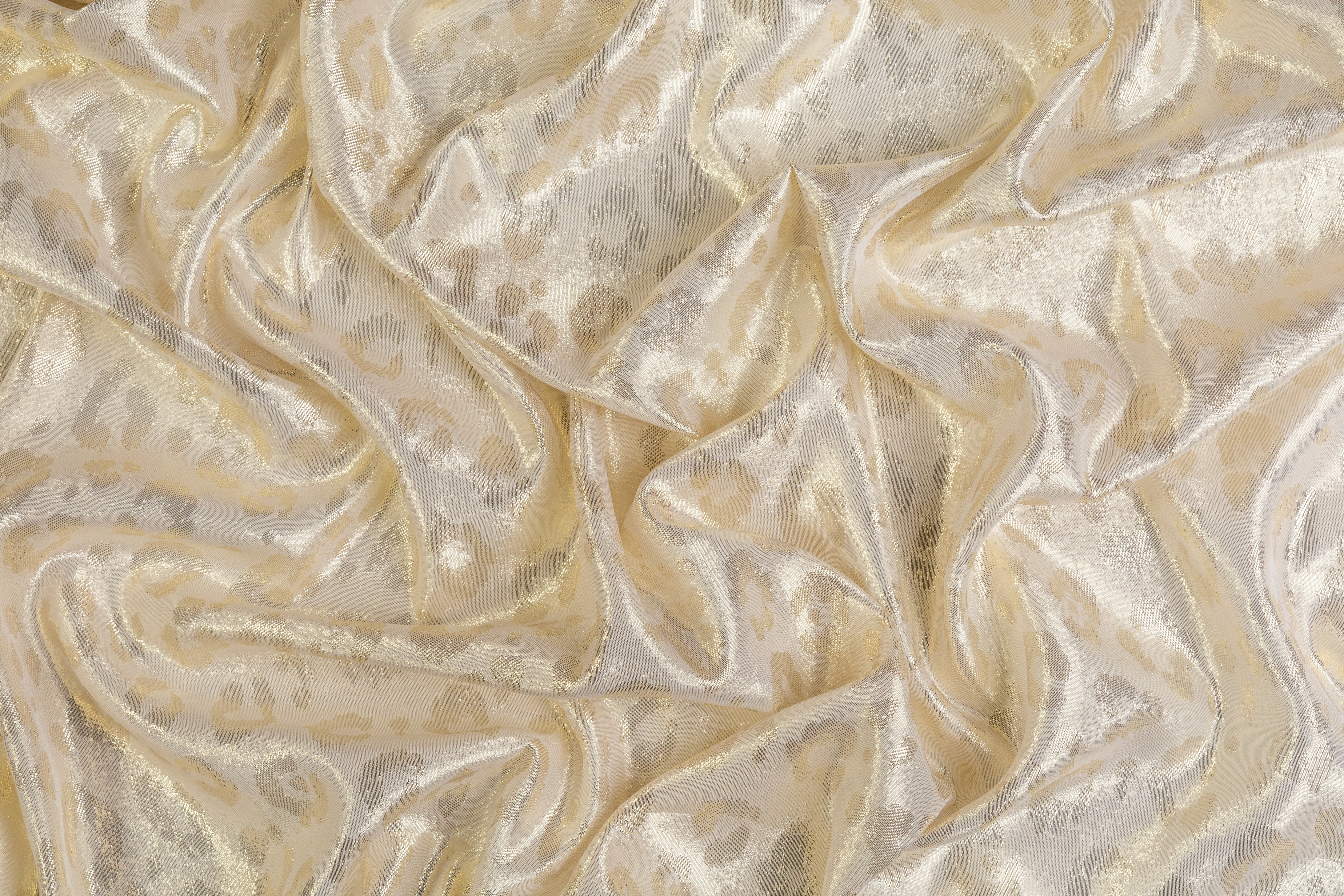 Cheetah Design Italian Silk Lamé - Champagne Gold