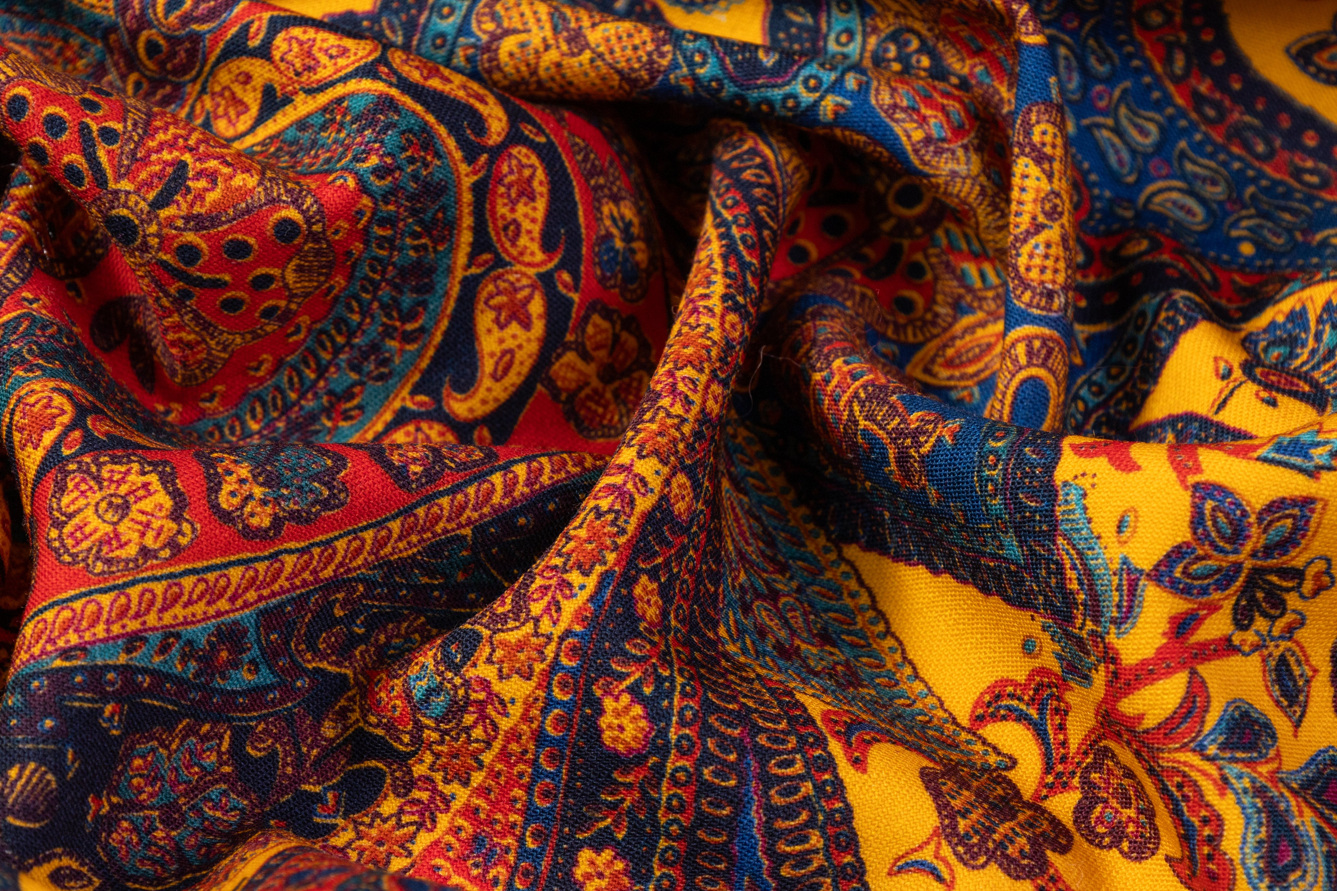 Paisley Printed Italian Wool - Golden Yellow