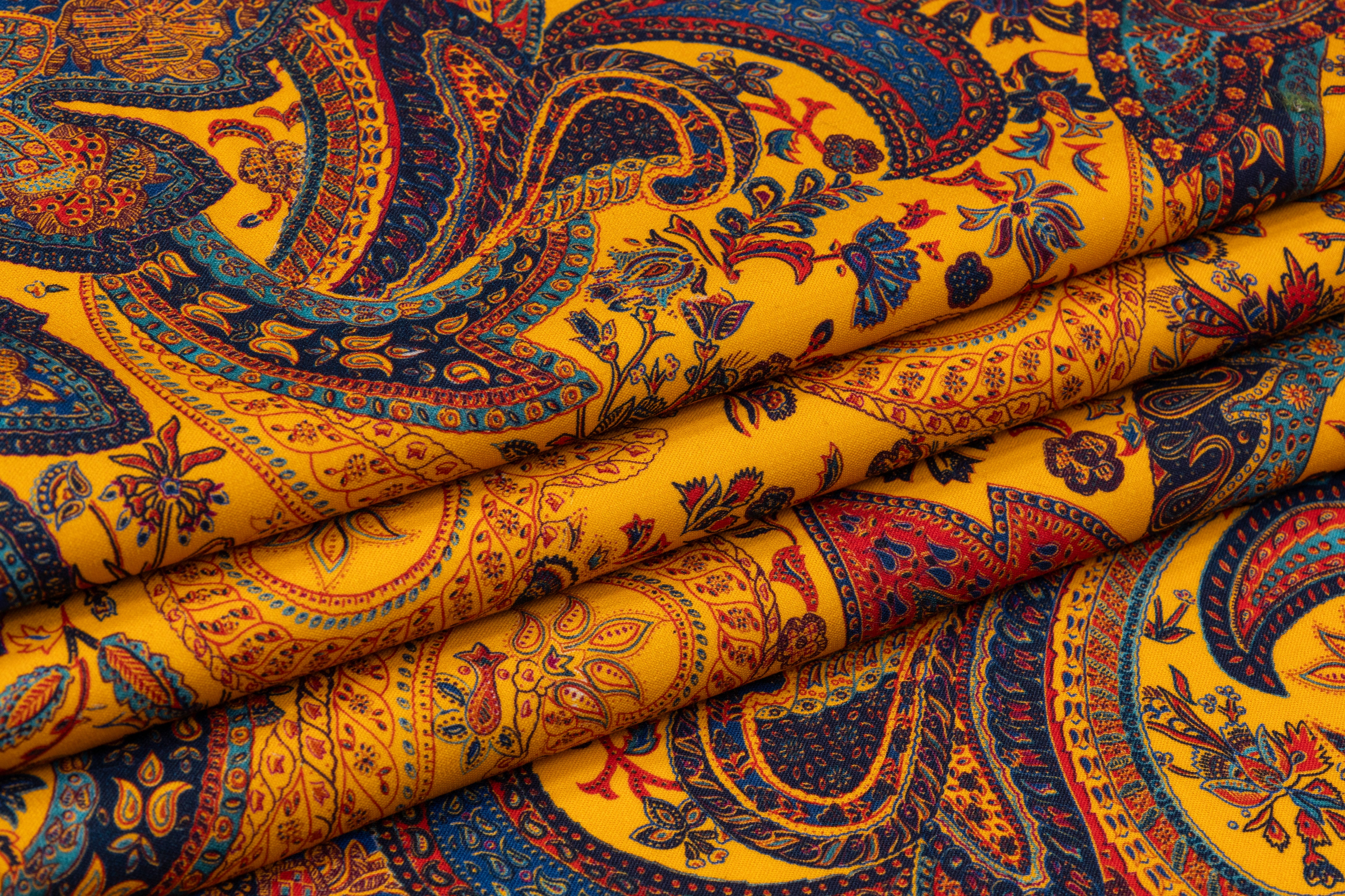Paisley Printed Italian Wool - Golden Yellow