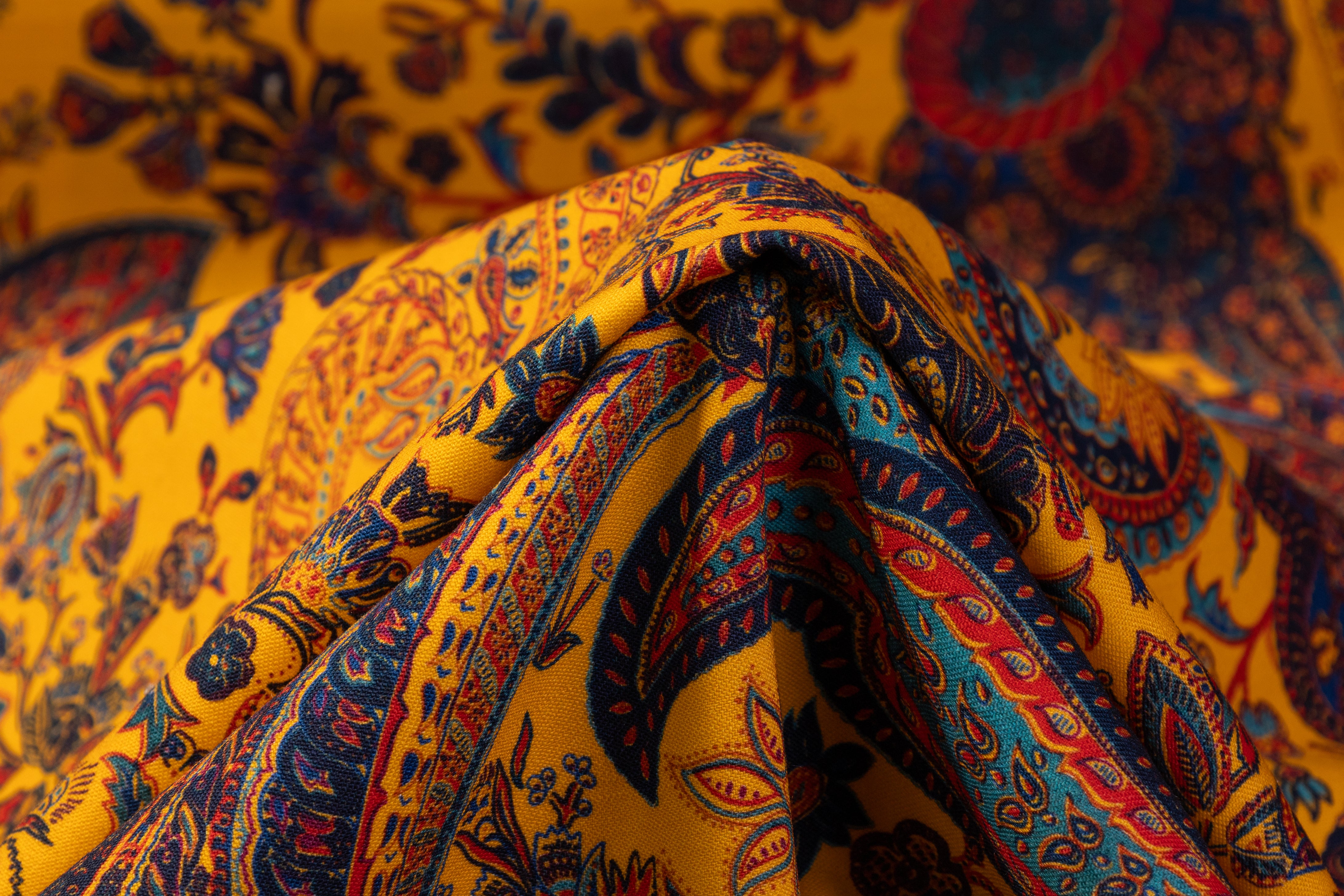 Paisley Printed Italian Wool - Golden Yellow
