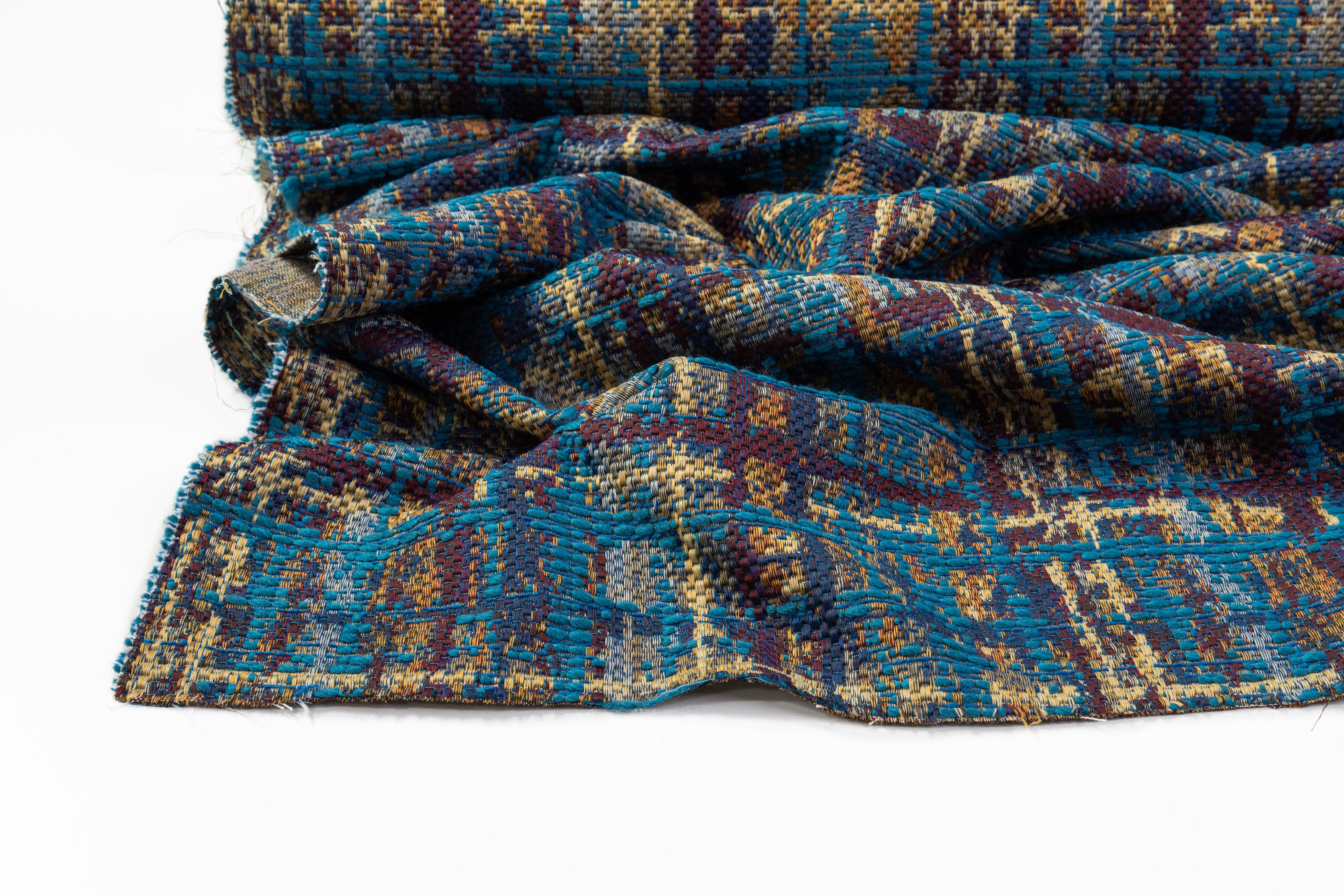 Etro - Checked Italian Tweed Brocade - Burgundy / Blue / Gold