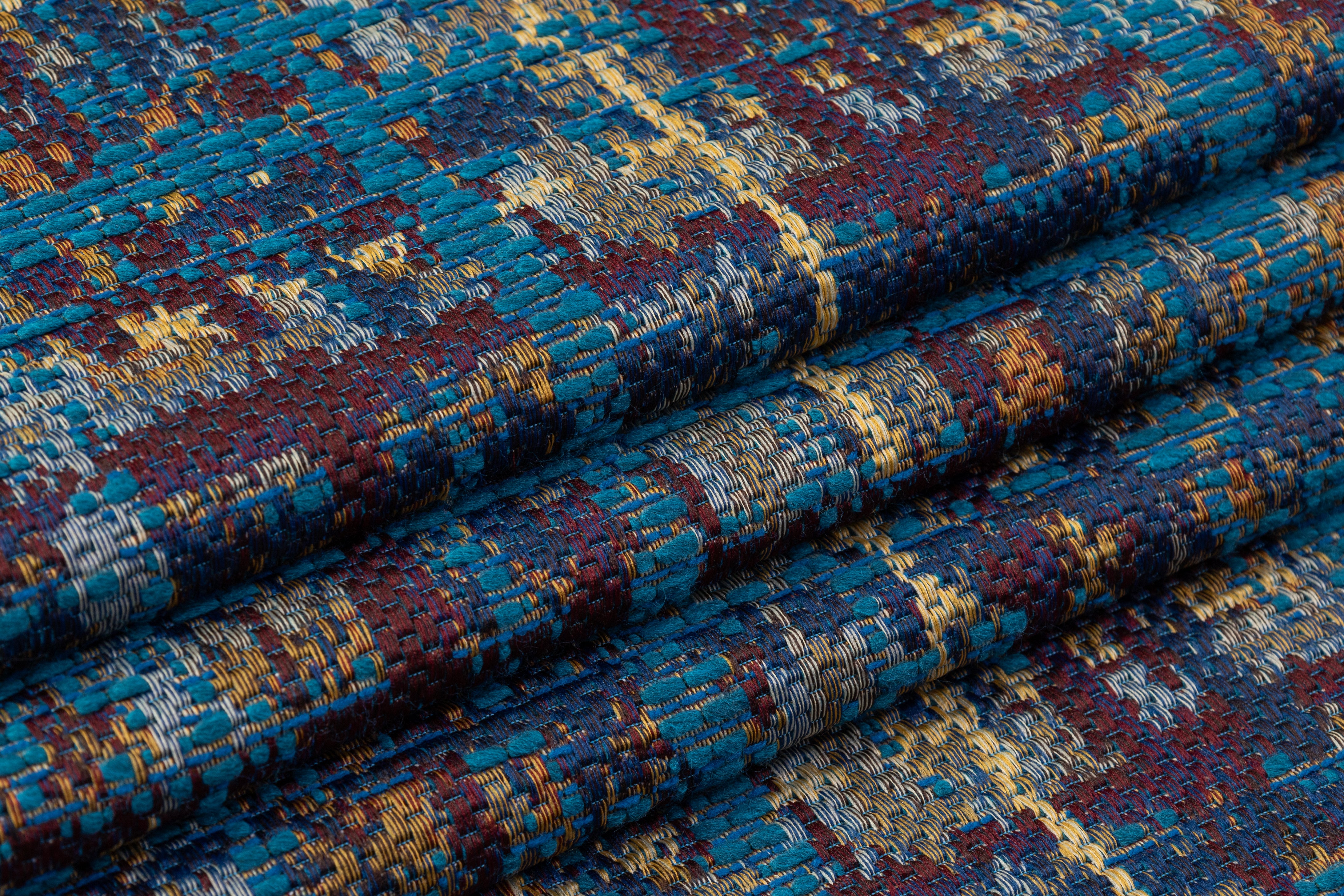 Etro - Checked Italian Tweed Brocade - Burgundy / Blue / Gold