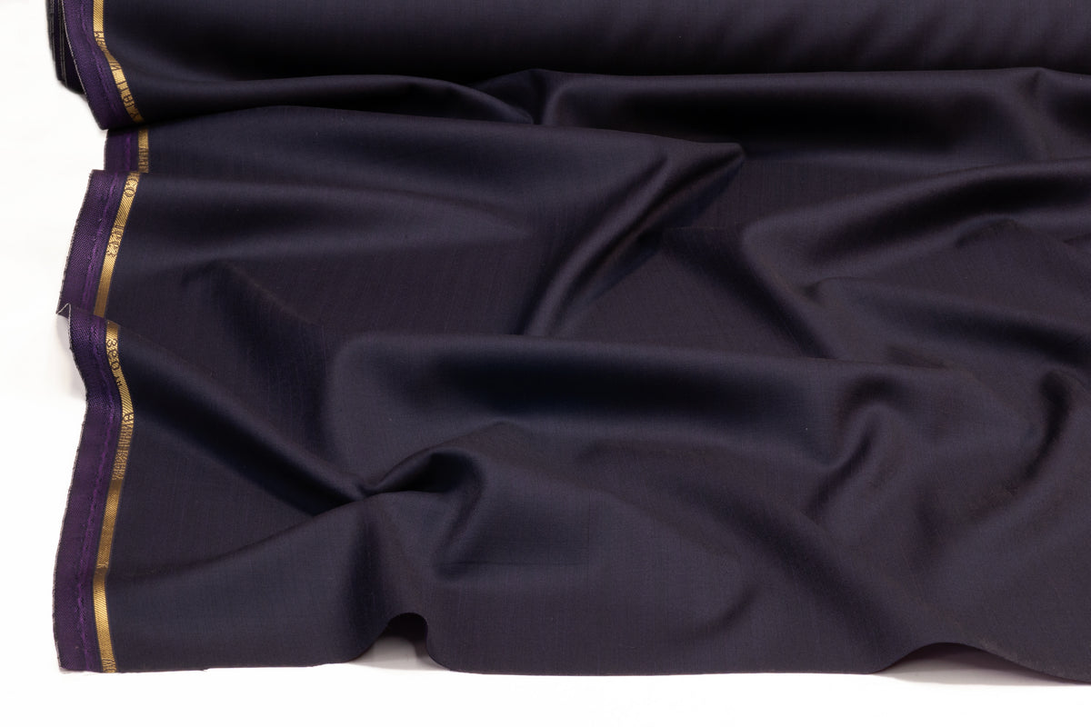 Vitale Barberis Canonico - Italian Solaro Silk and Wool Suiting - Navy / Purple