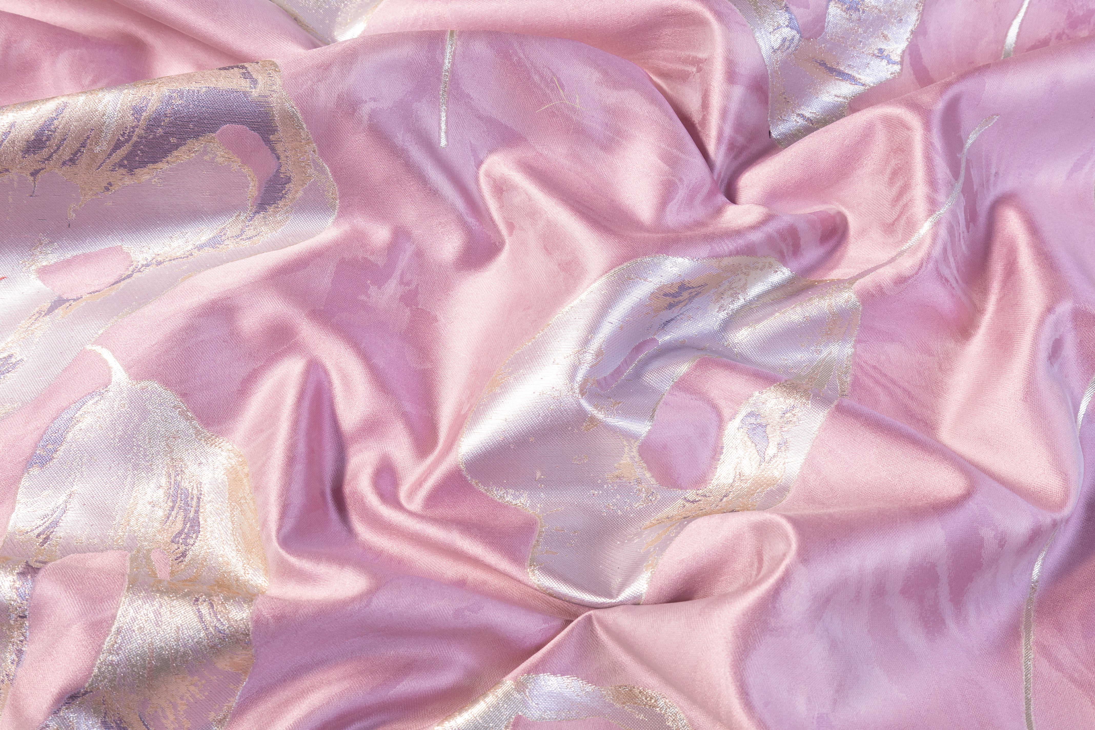 Floral Metallic Italian Silk Blend Brocade - Pink