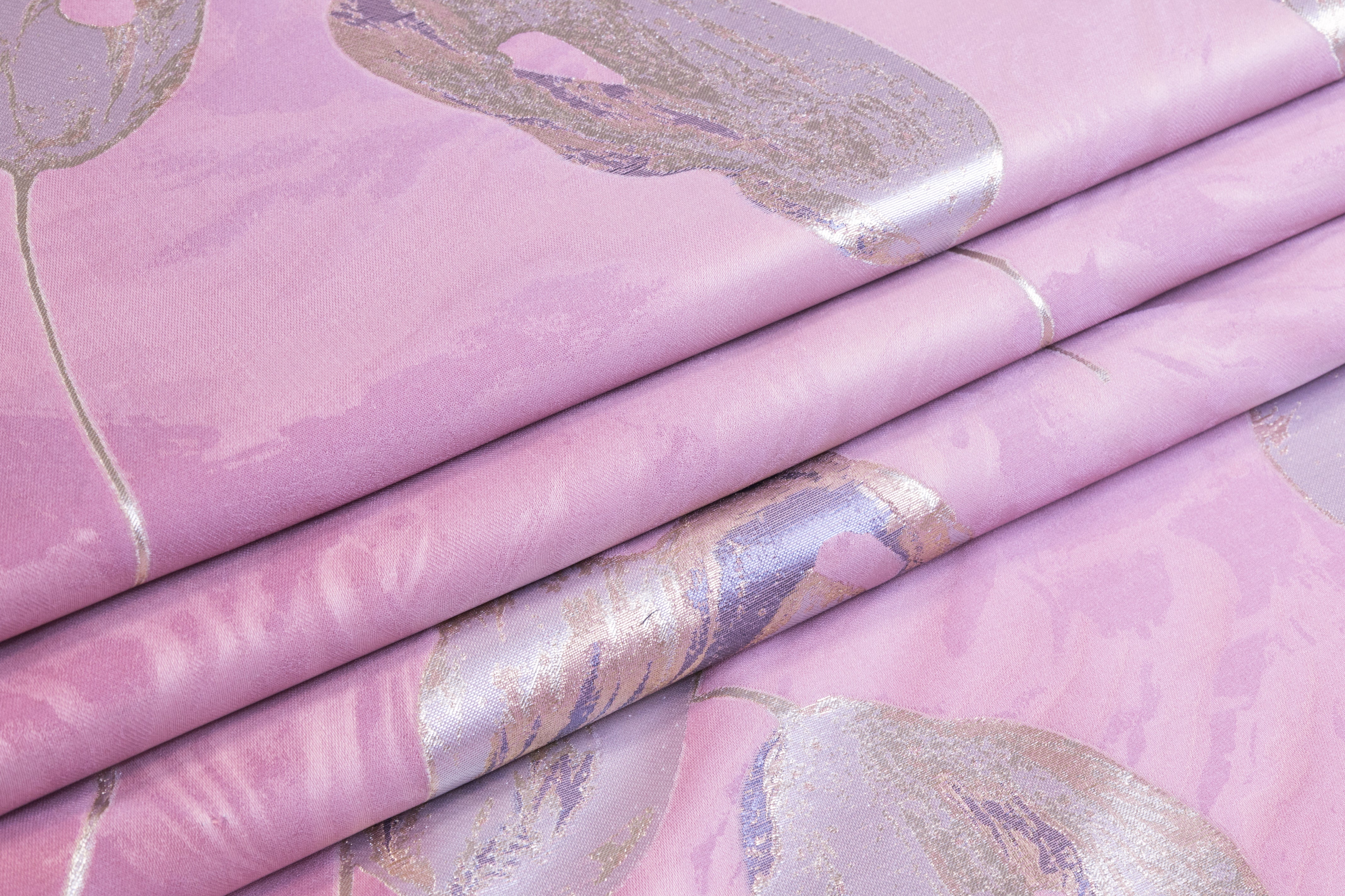 Floral Metallic Italian Silk Blend Brocade - Pink