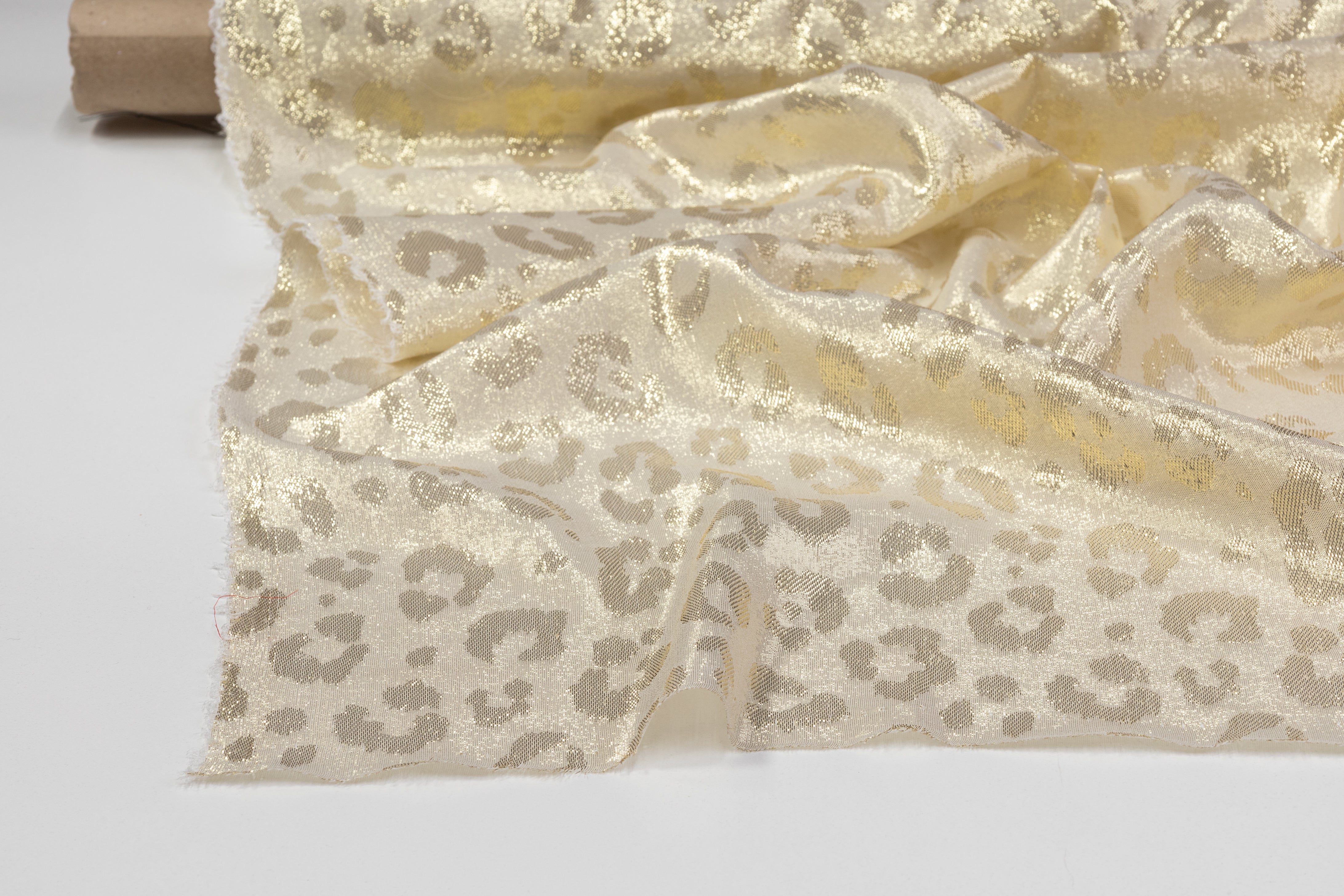 Cheetah Design Italian Silk Lamé - Champagne Gold