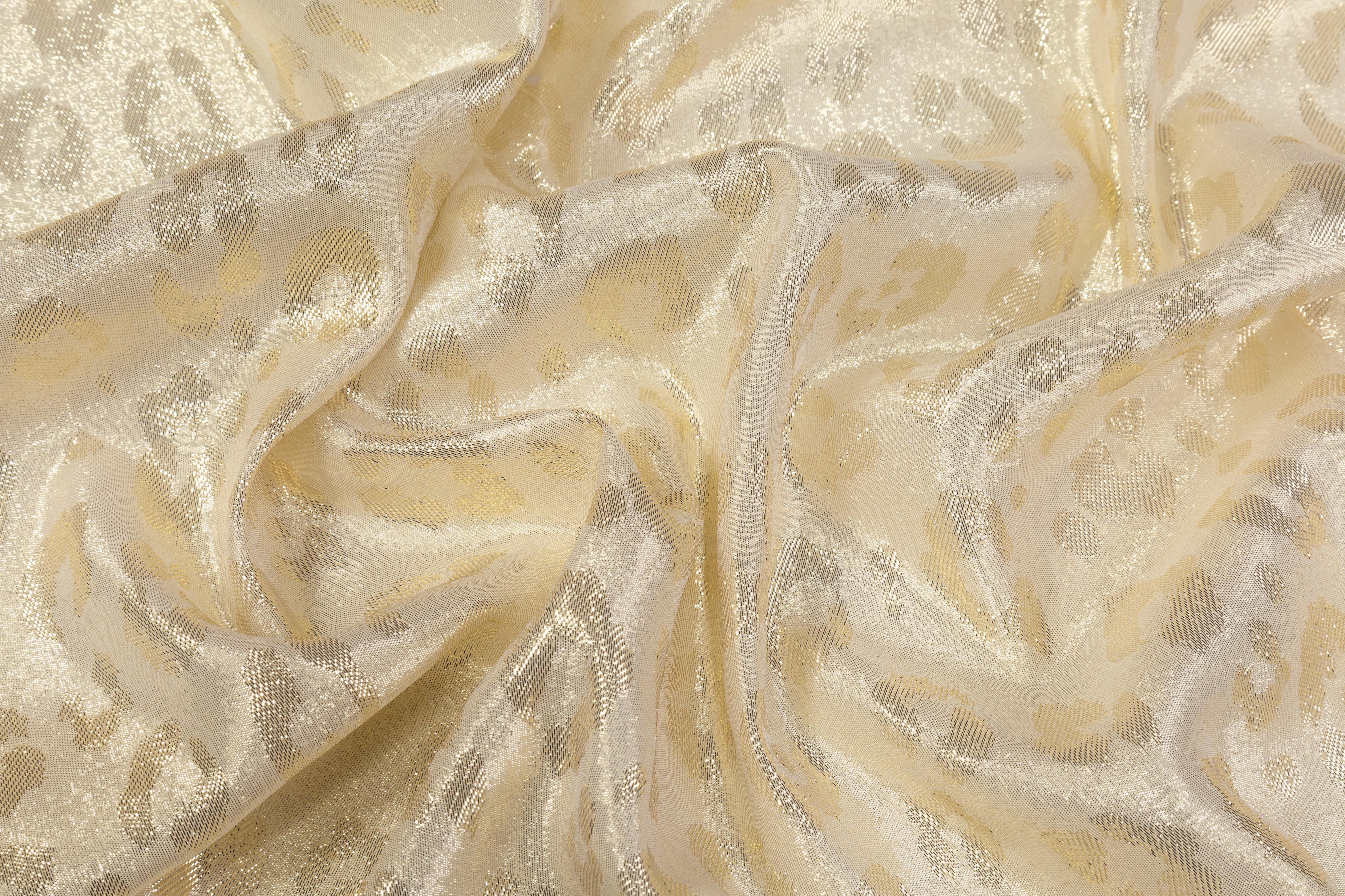 Cheetah Design Italian Silk Lamé - Champagne Gold