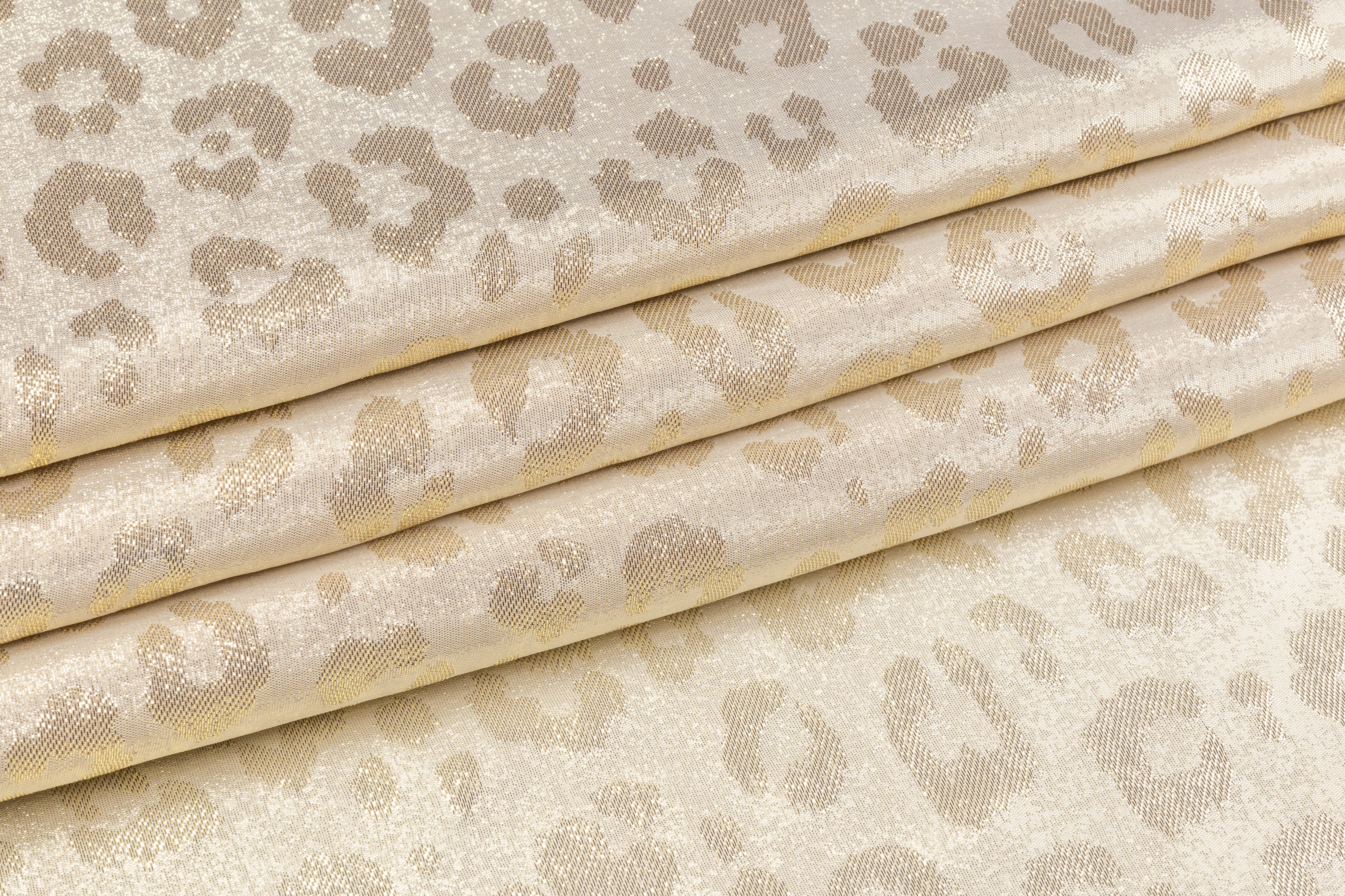 Cheetah Design Italian Silk Lamé - Champagne Gold