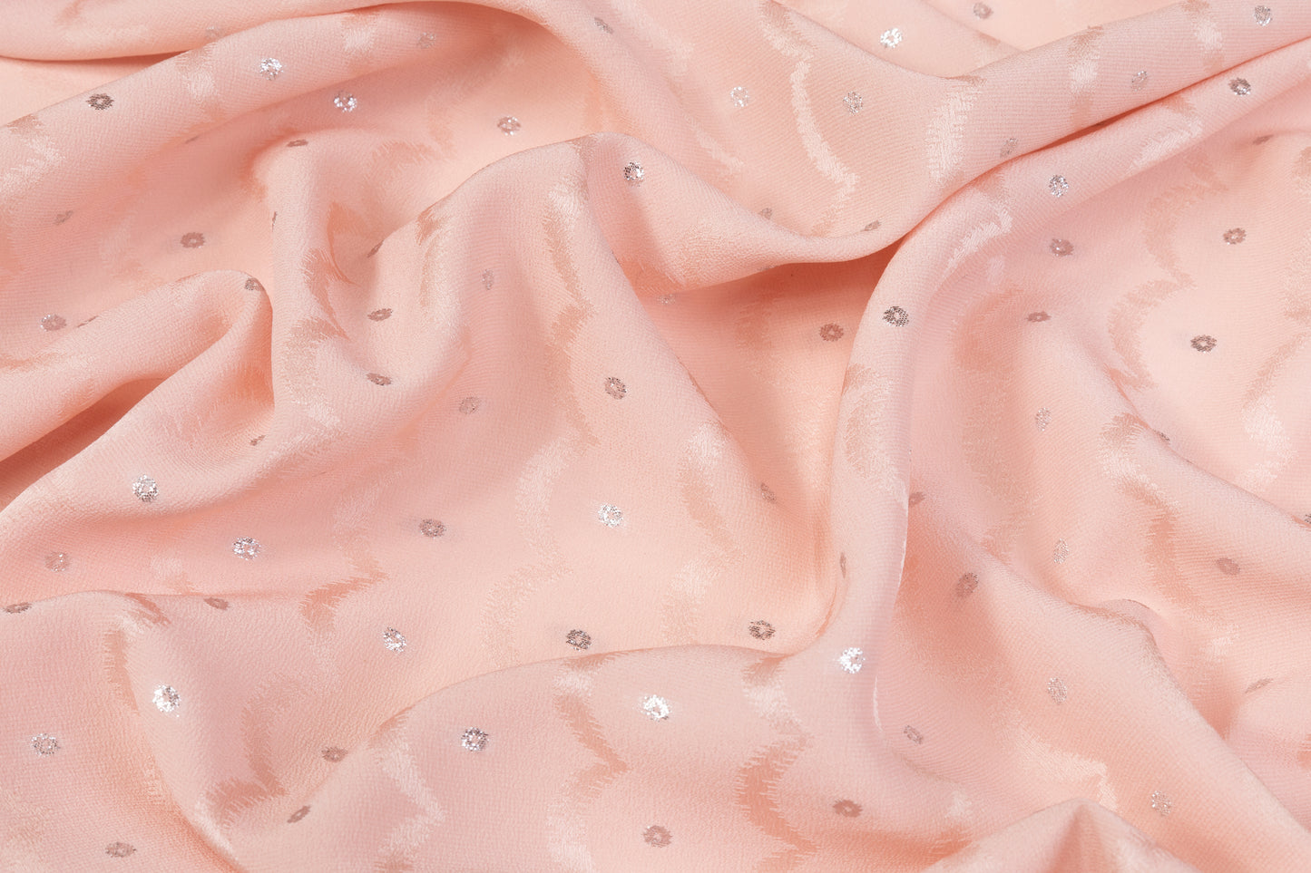 Metallic Italian Silk Crepe De Chine Jacquard - Pink