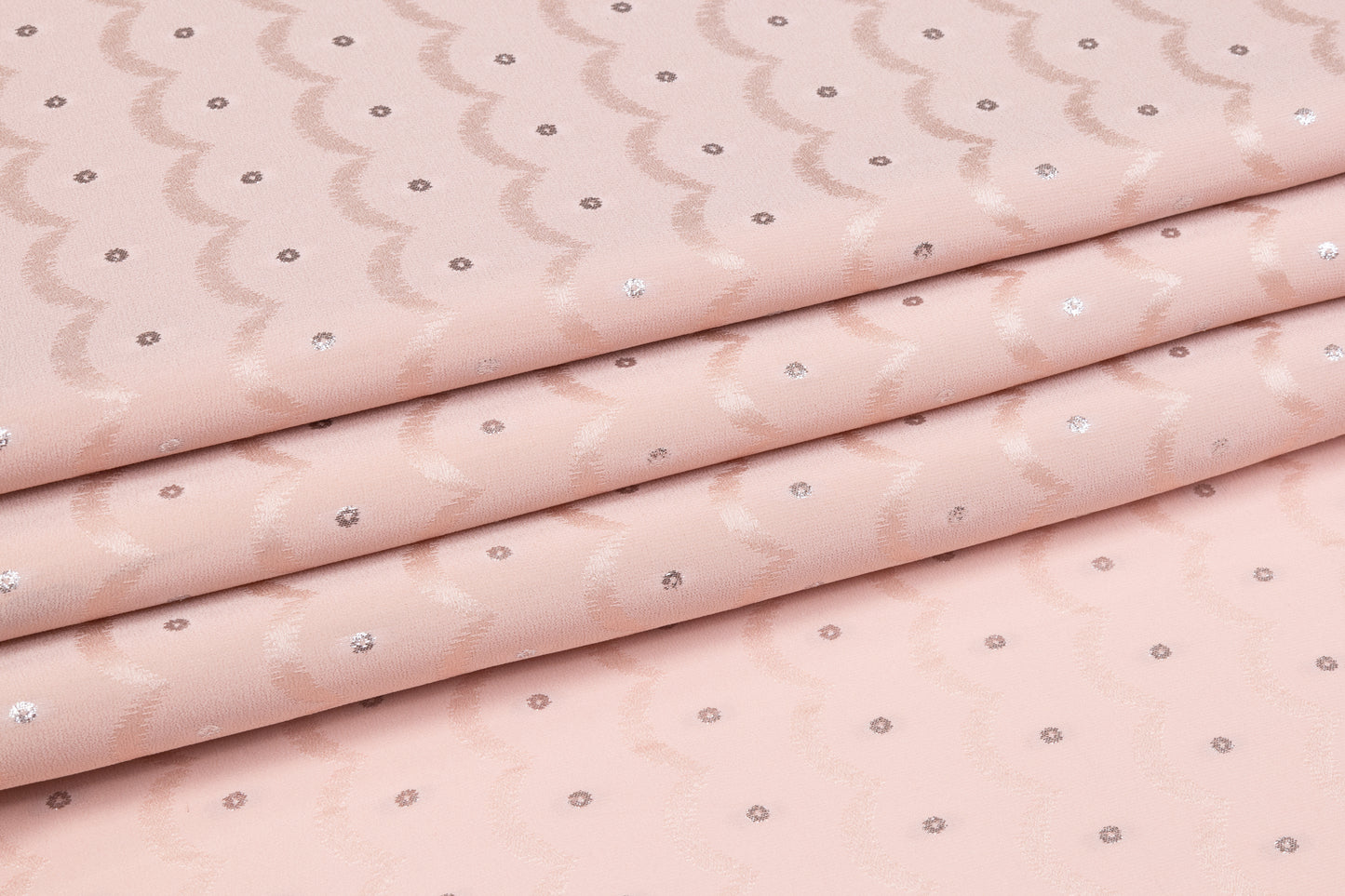 Metallic Italian Silk Crepe De Chine Jacquard - Pink