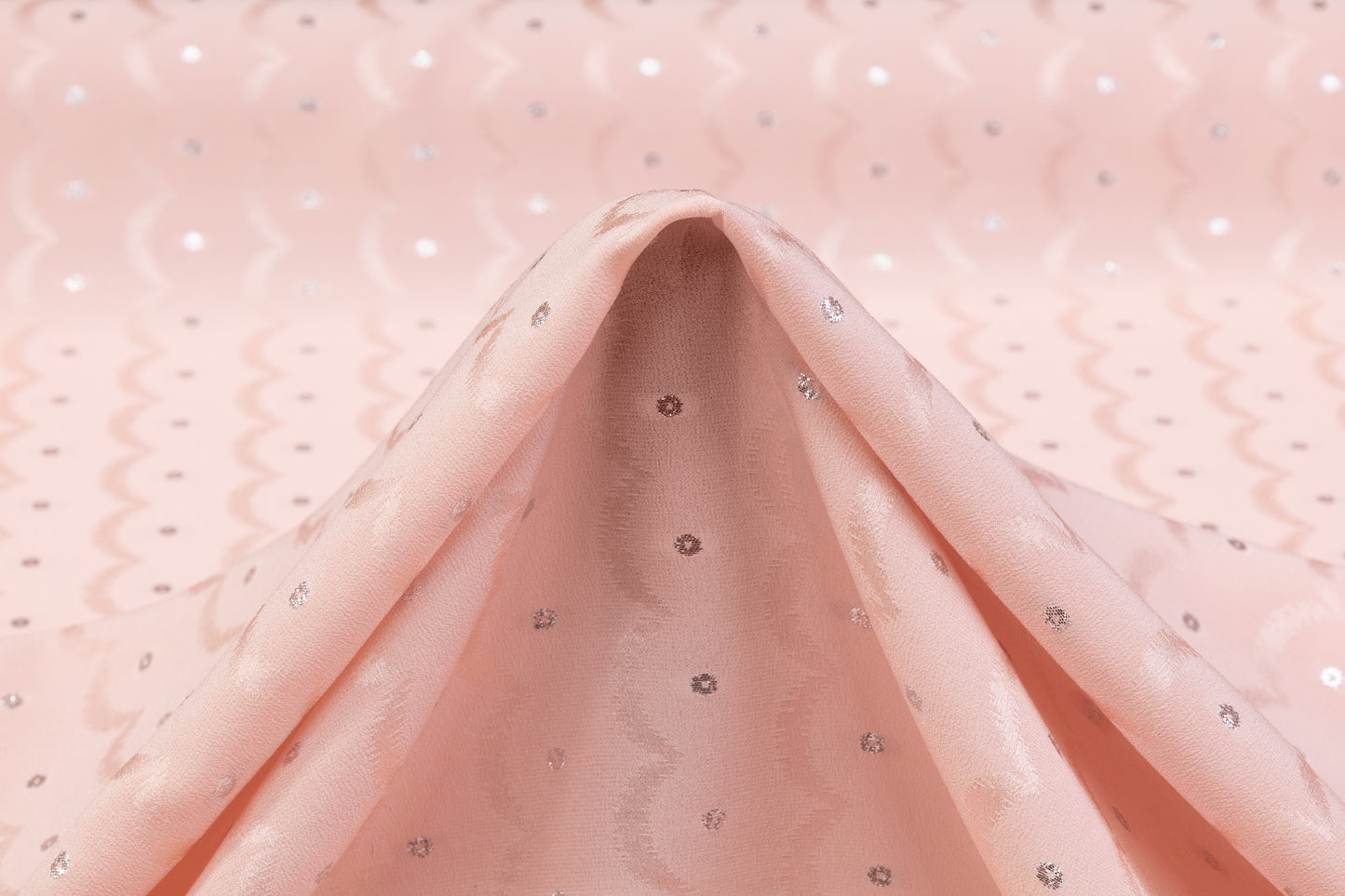 Metallic Italian Silk Crepe De Chine Jacquard - Pink