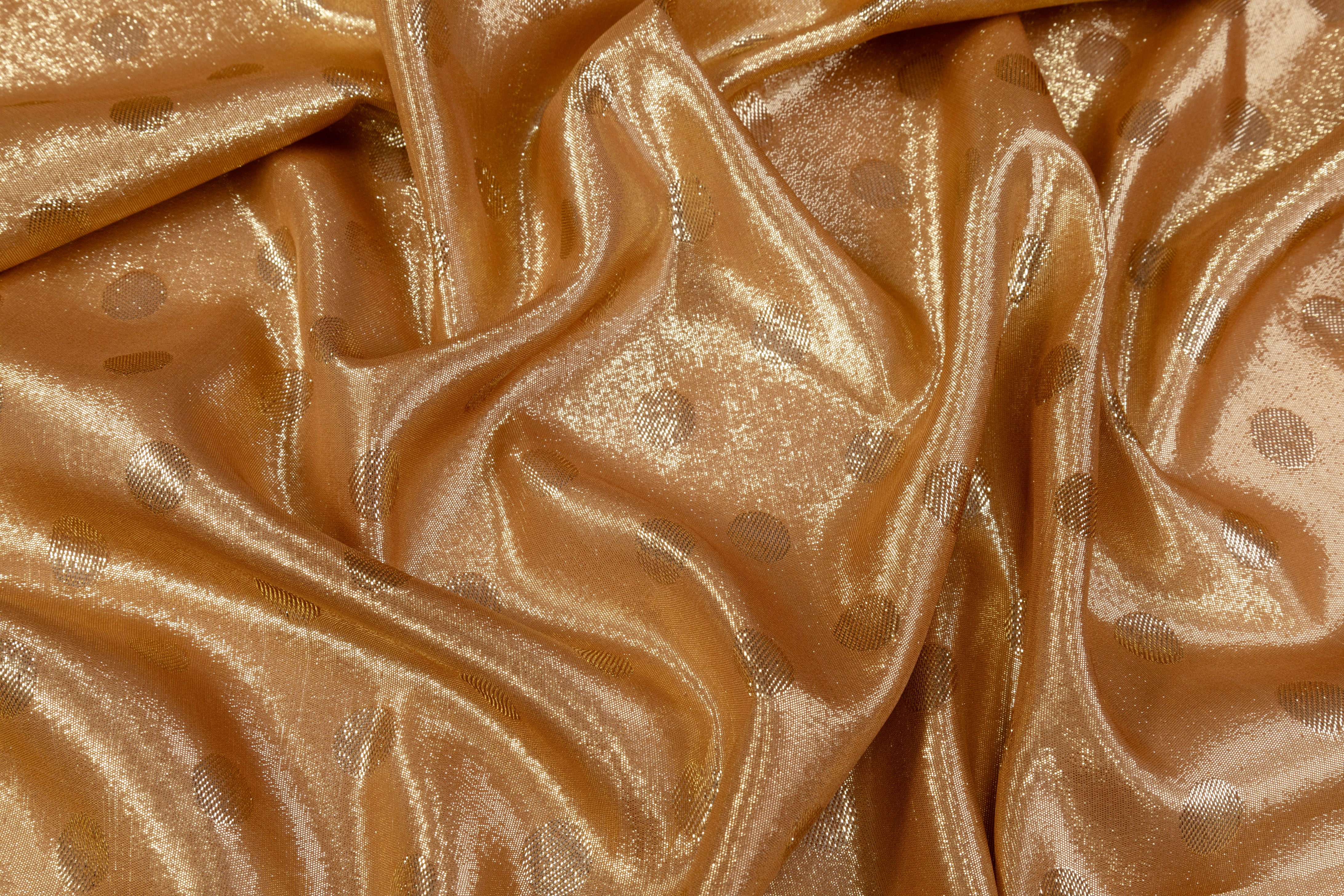 Polka Dot Italian Silk Lamé - Copper