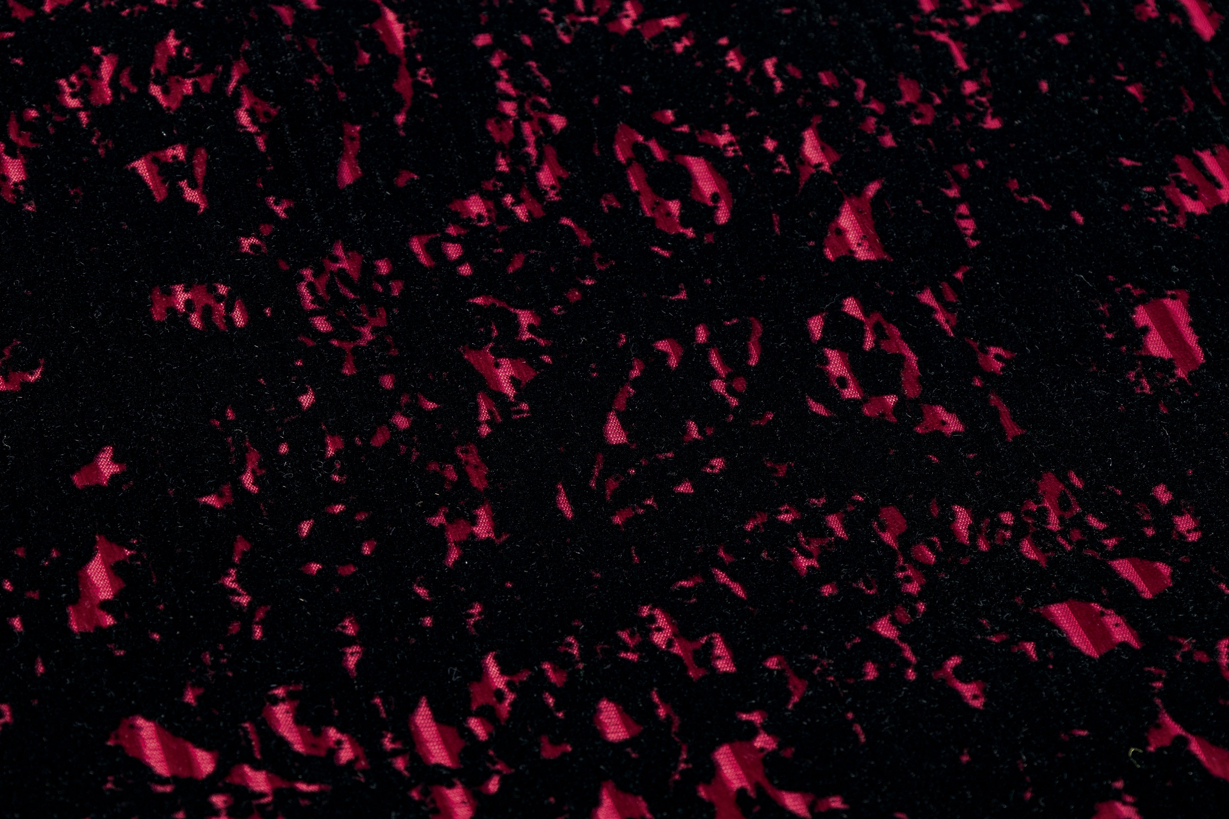 Abstract Flocked Metallic Italian Corduroy - Black / Red