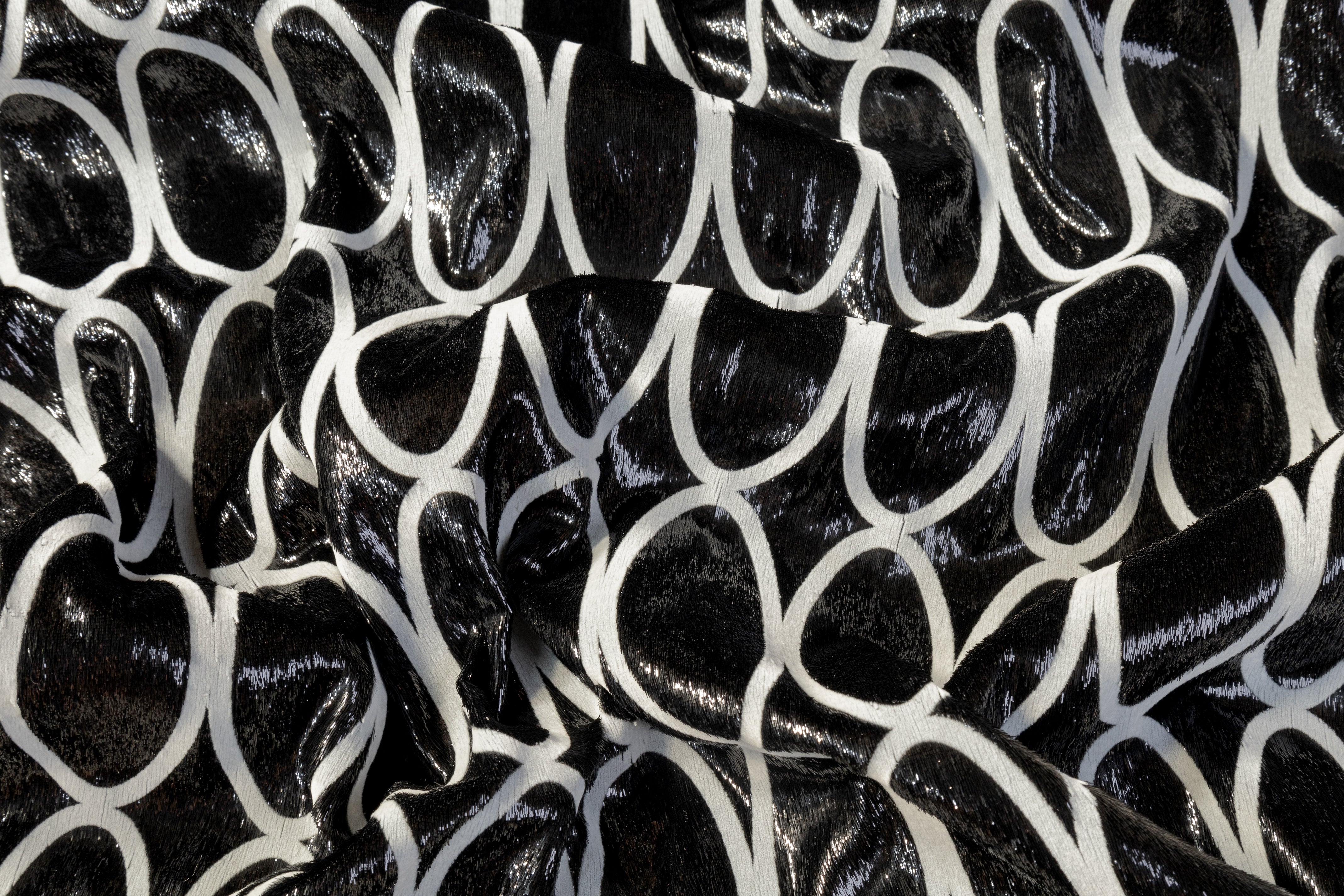 Flocked Metallic Italian Velvet - Black / Gray