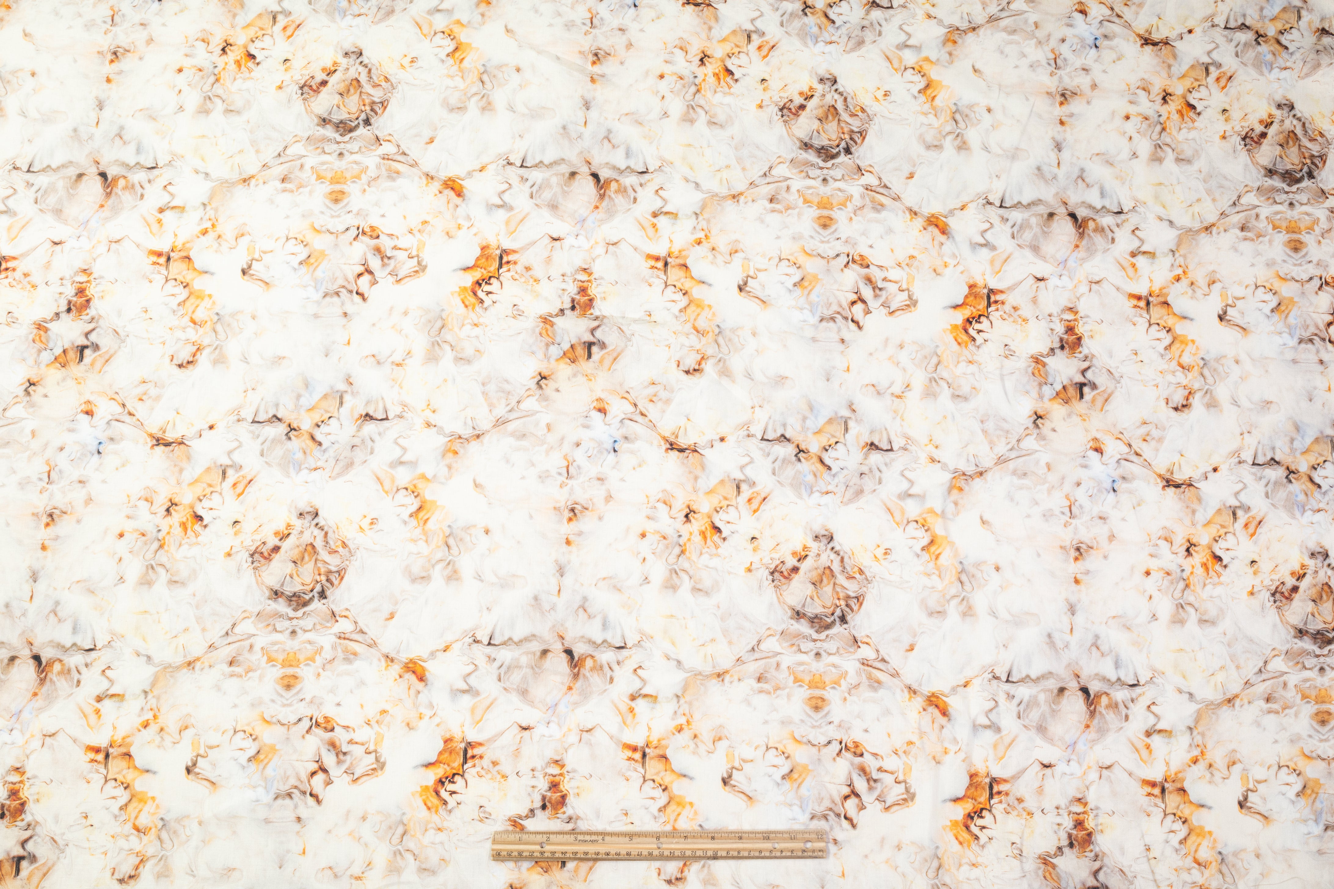 Abstract Linen - Burnt Orange / Blue / White