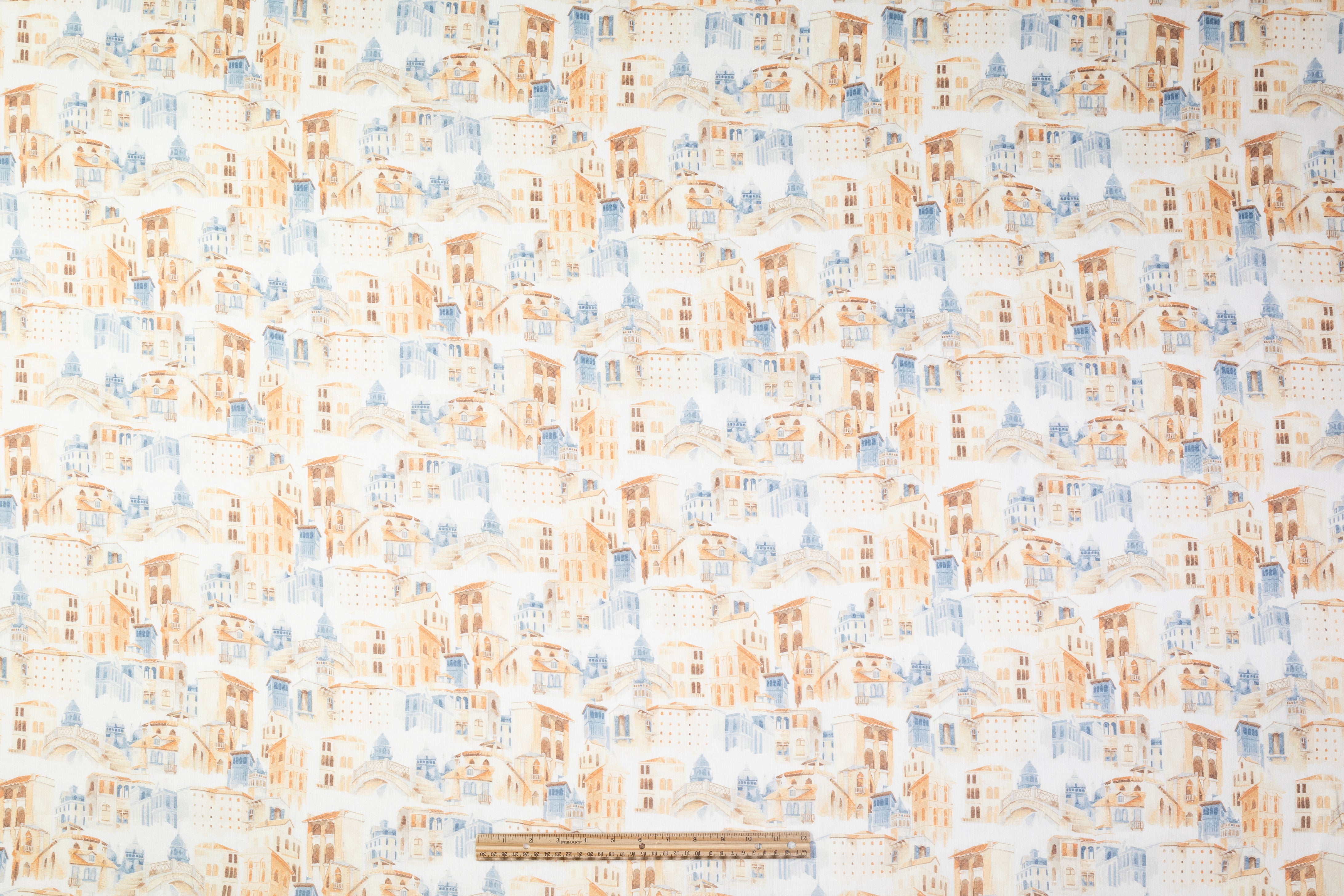 Painted Villas Linen - Brown / Blue / White