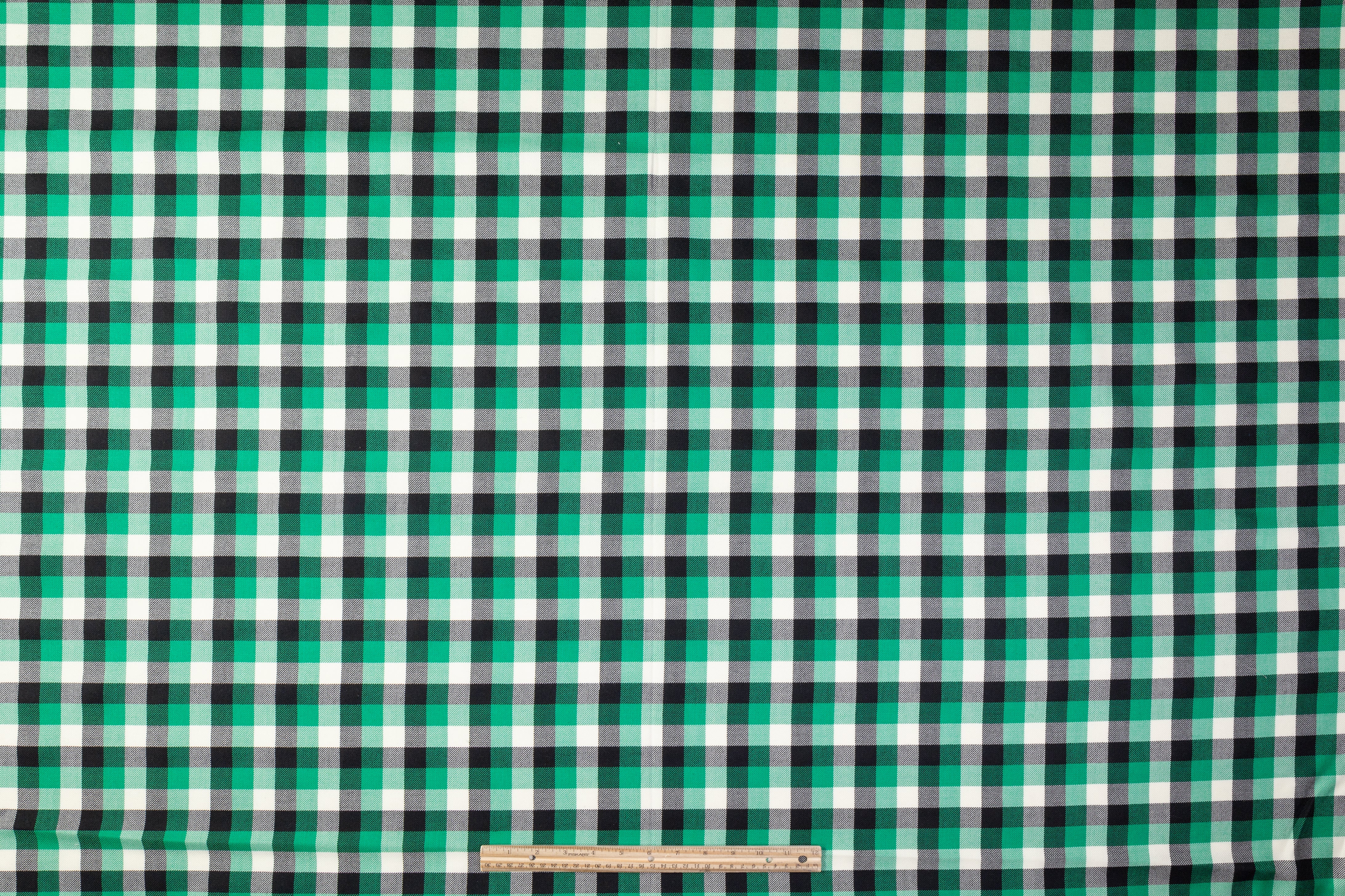 Tartan Italian Wool Suiting - Green / Black / White