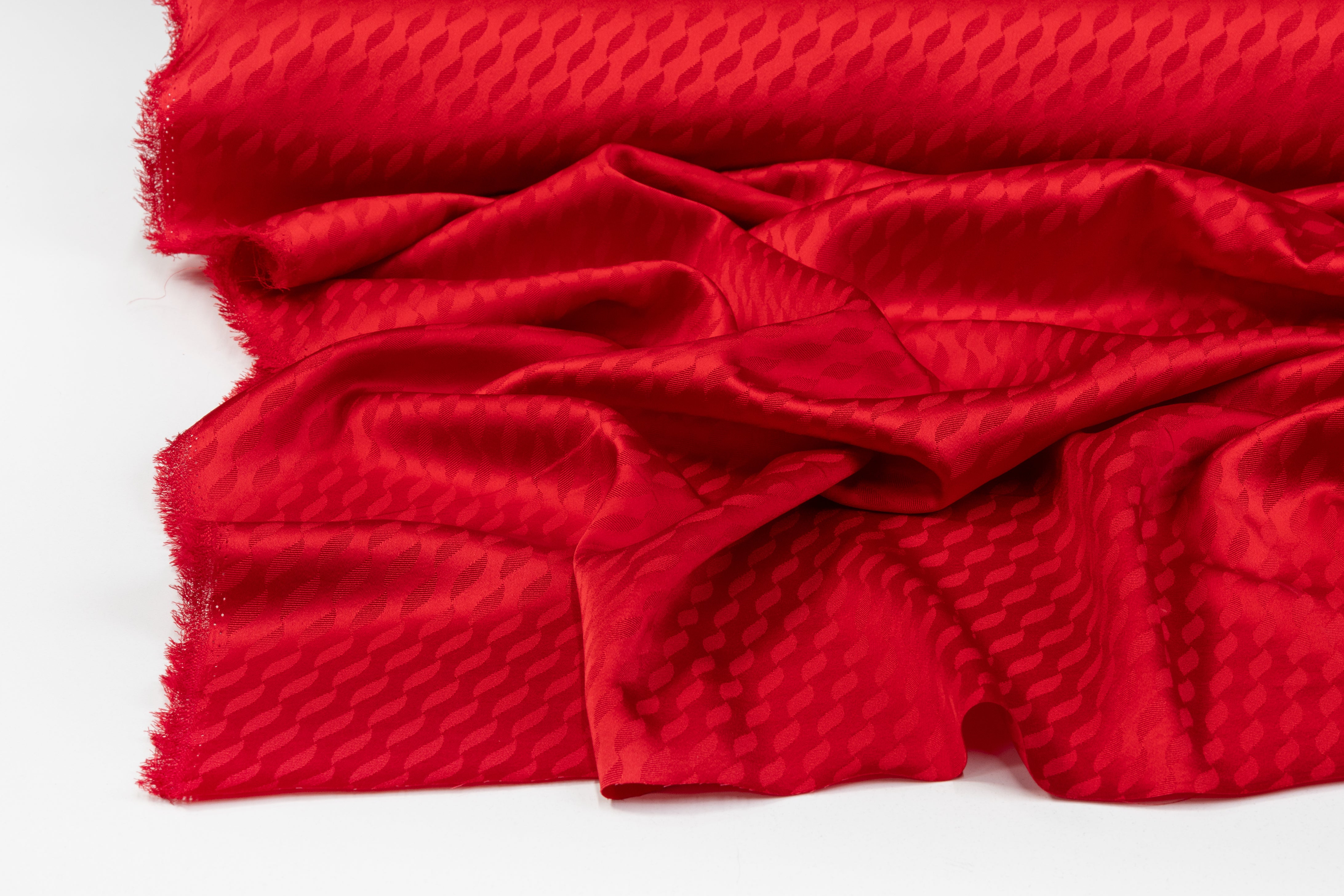 Italian Viscose Acetate Jacquard - Red