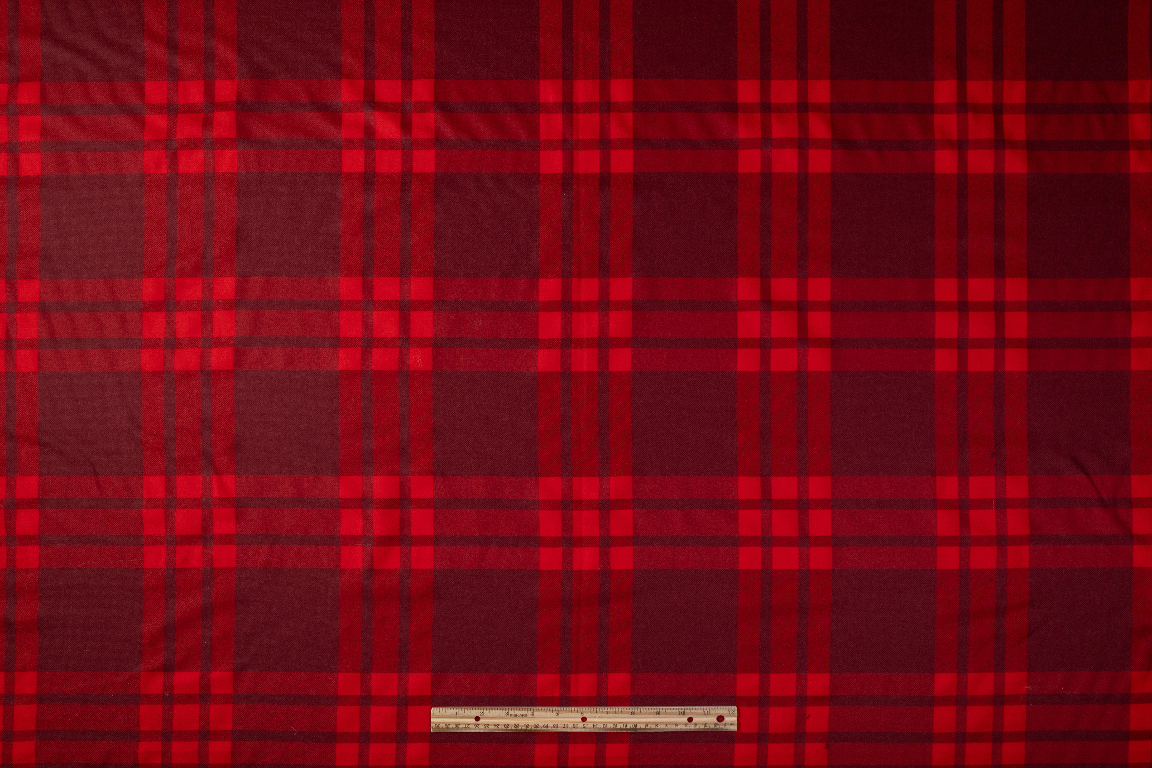 Tartan Italian Wool Suiting - Red / Burgundy