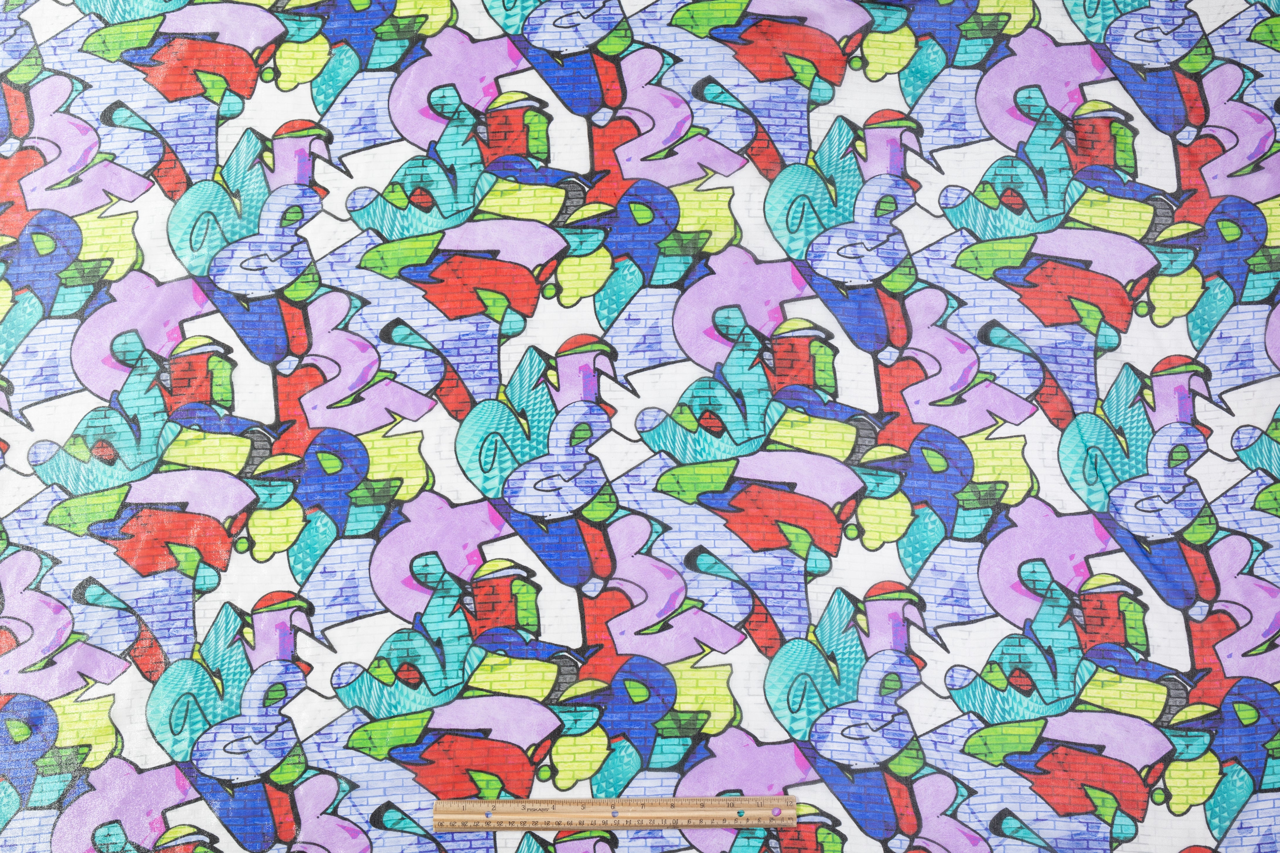 Graffiti Print Italian Silk Chiffon Lamé - Multicolor