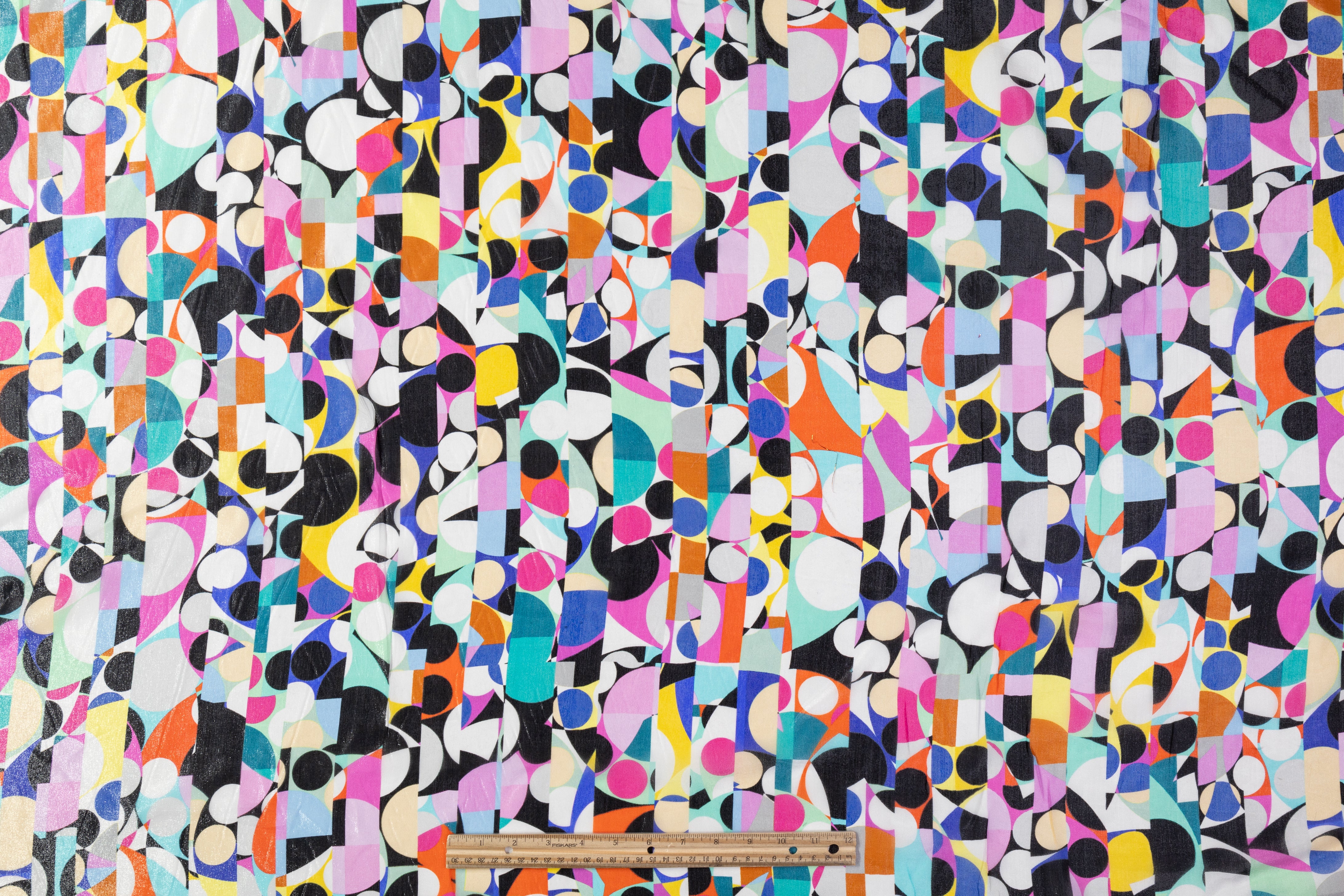 Geometric Italian Silk Chiffon Lamé - Multicolor