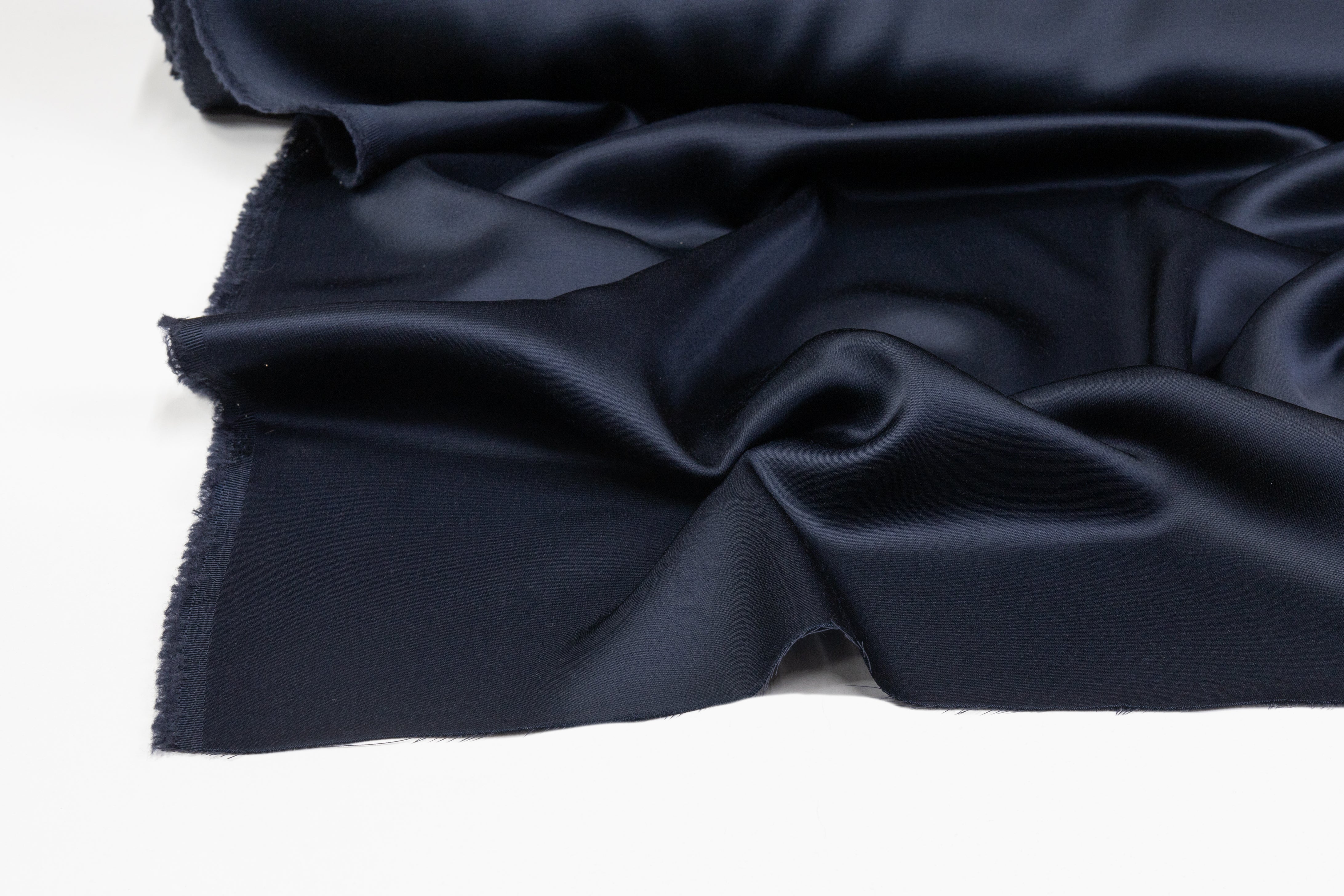 Double Faced Italian Acetate Wool Satin - Navy