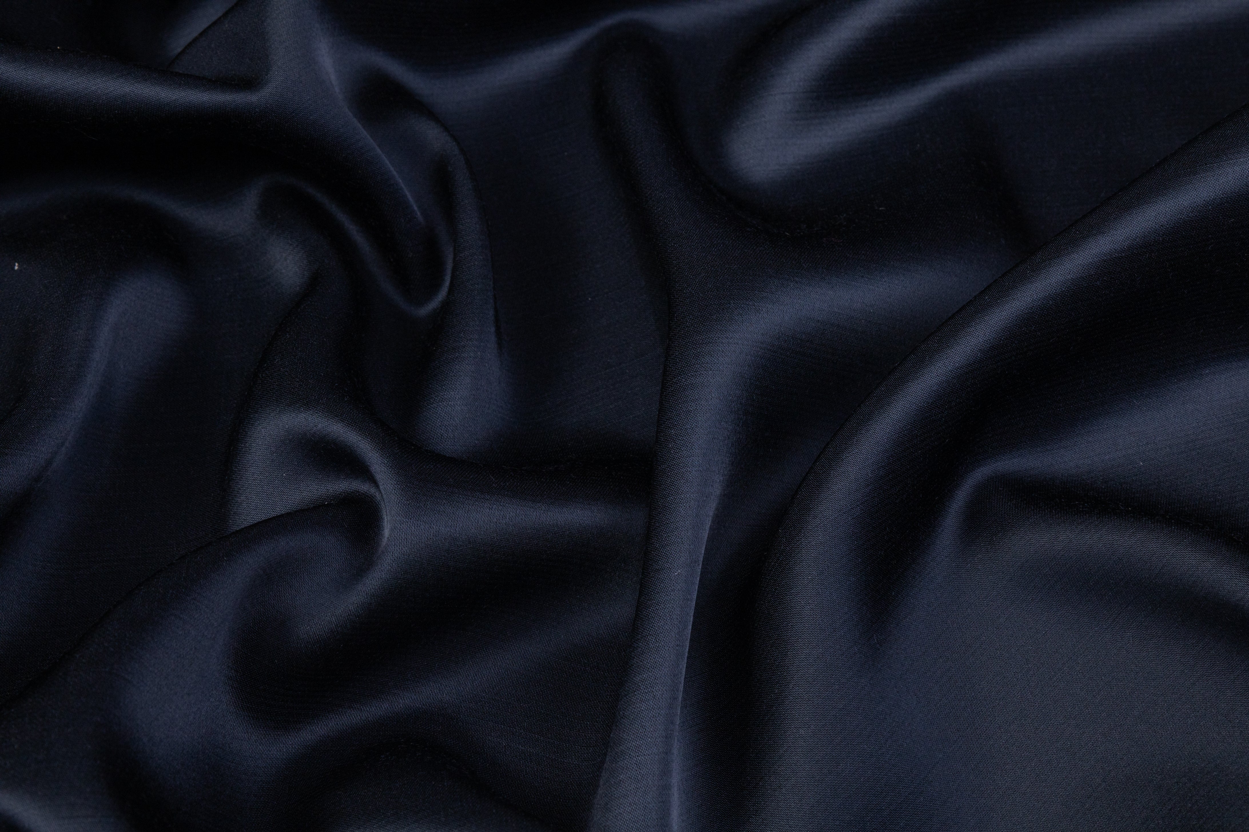 Double Faced Italian Acetate Wool Satin - Navy