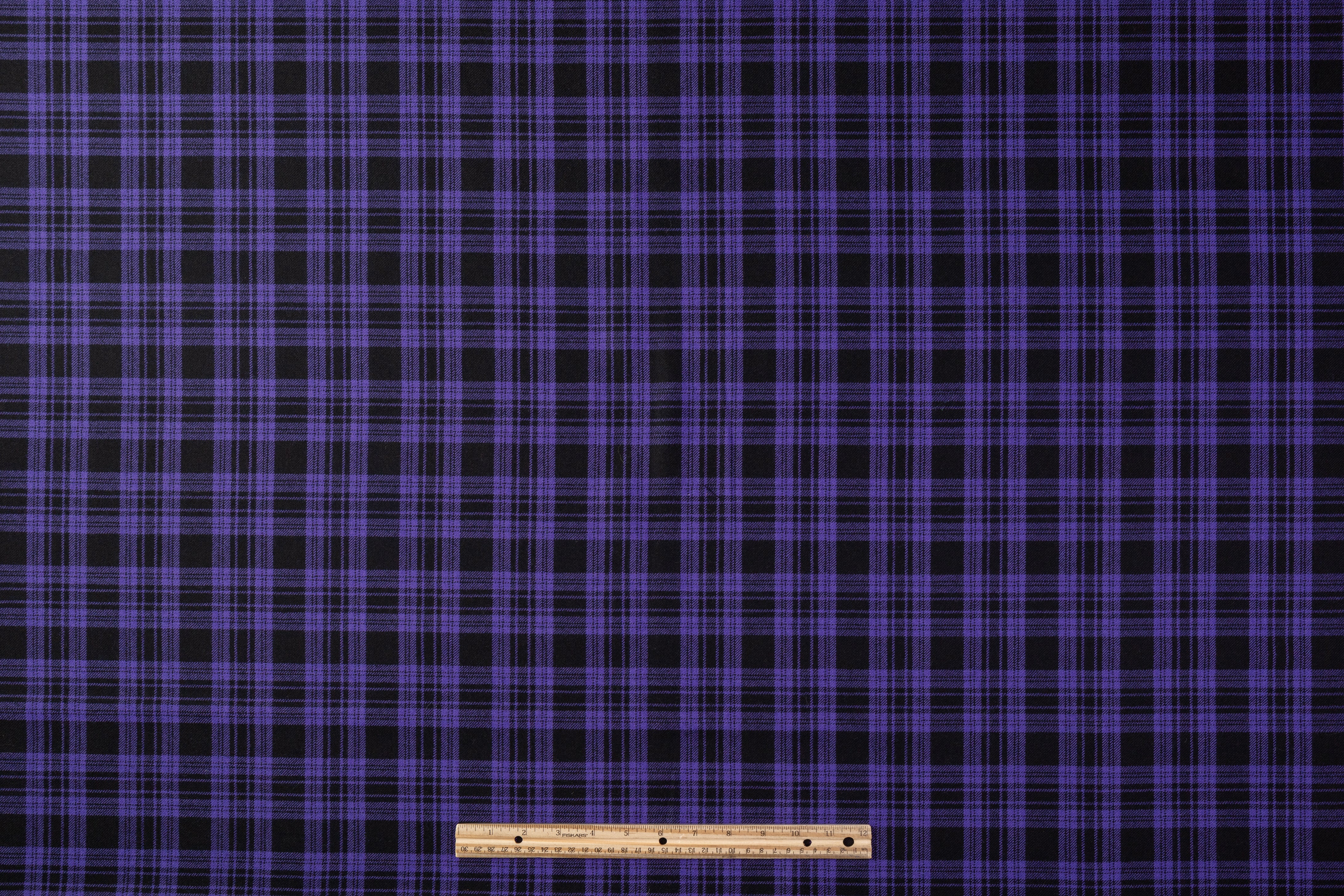 Tartan Italian Wool Suiting - Purple / Black