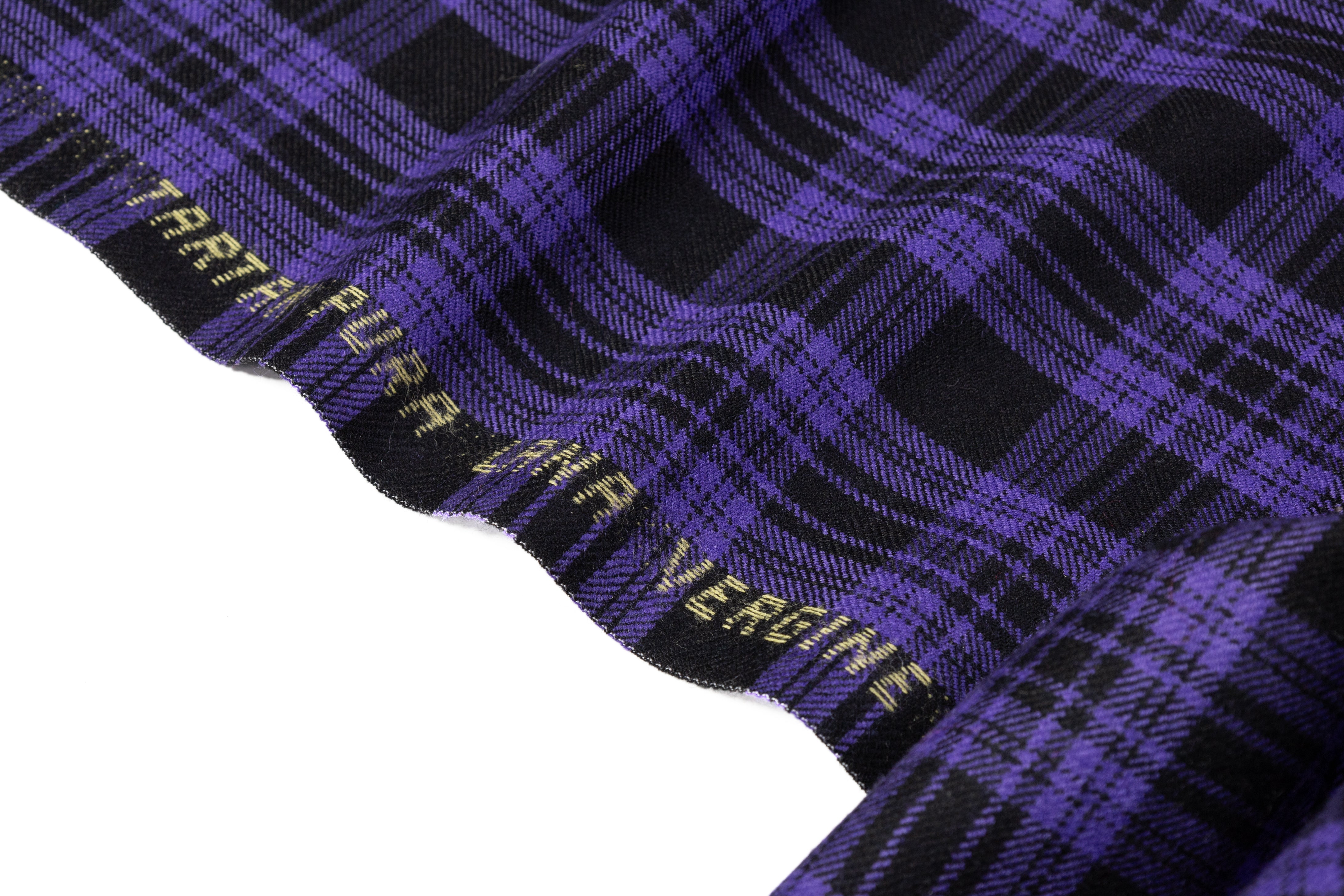 Tartan Italian Wool Suiting - Purple / Black