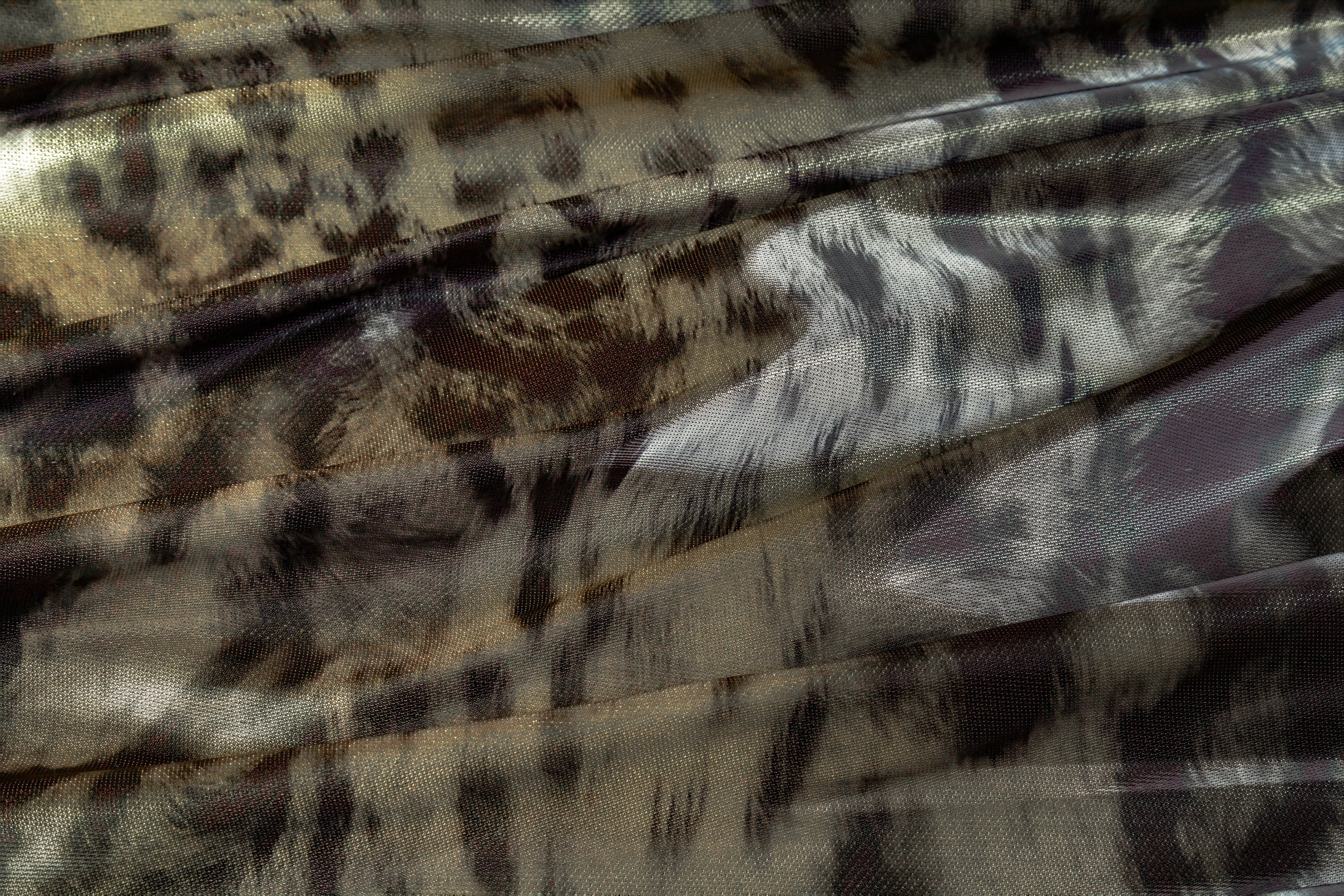 Ruffo Coli - Cheetah Metallic Italian Silk Blend Liquid Satin - Smoky Black / Gold