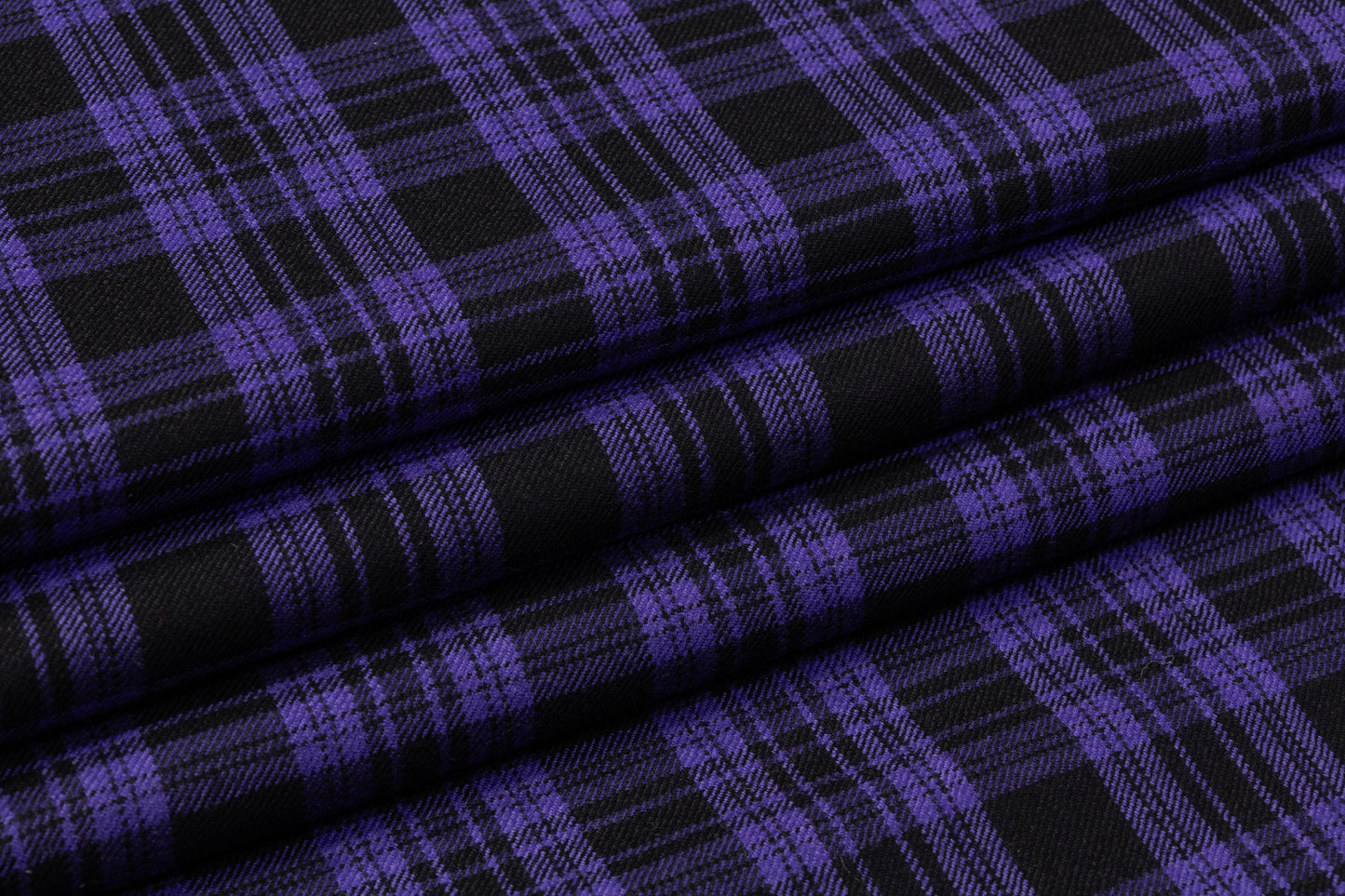 Tartan Italian Wool Suiting - Purple / Black