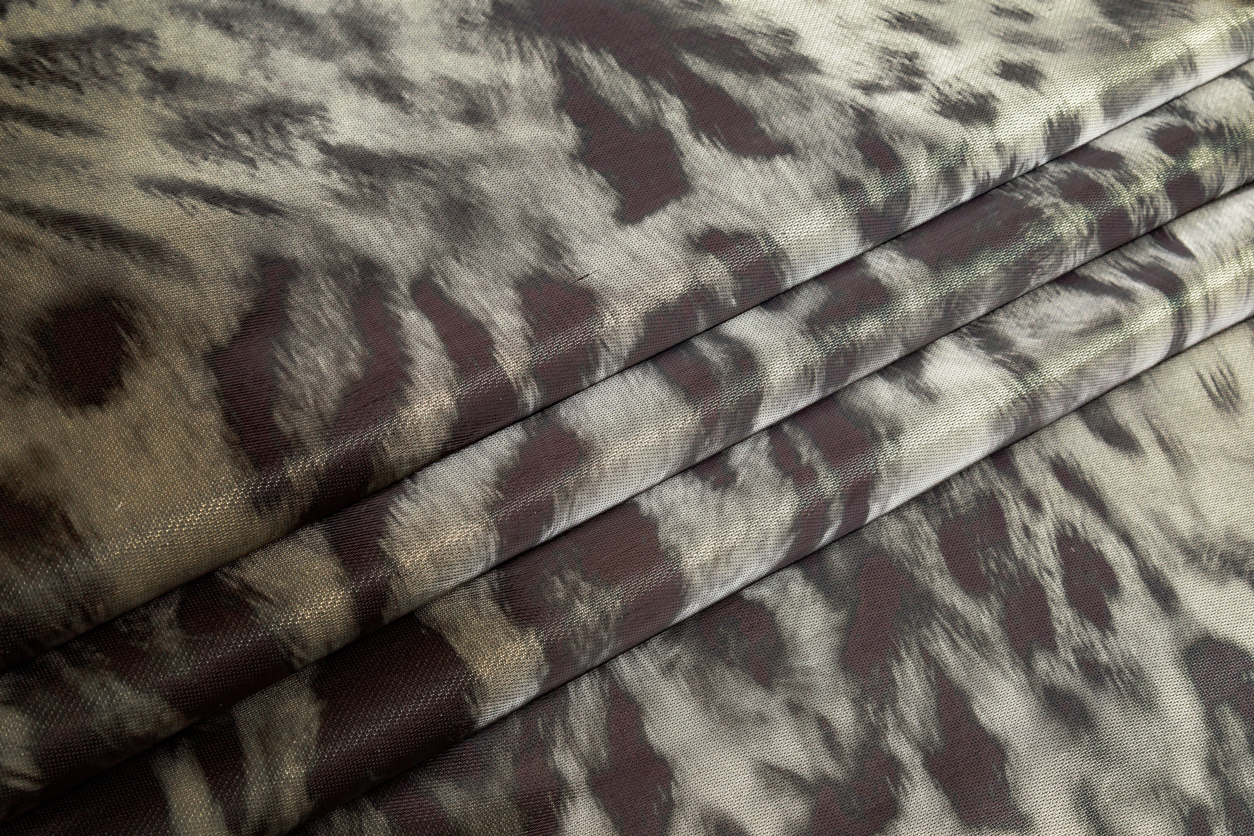 Ruffo Coli - Cheetah Metallic Italian Silk Blend Liquid Satin - Smoky Black / Gold