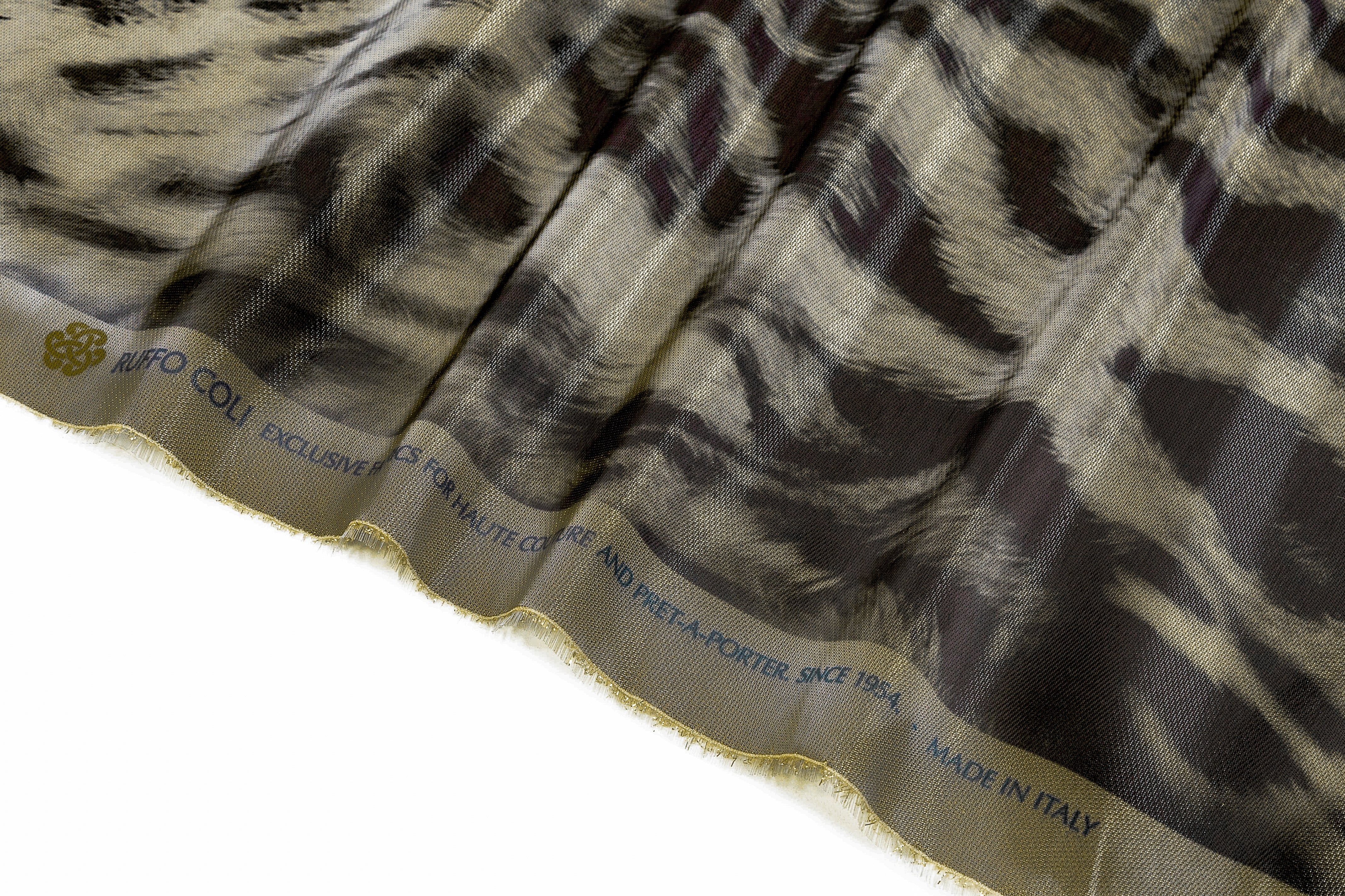 Ruffo Coli - Cheetah Metallic Italian Silk Blend Liquid Satin - Smoky Black / Gold