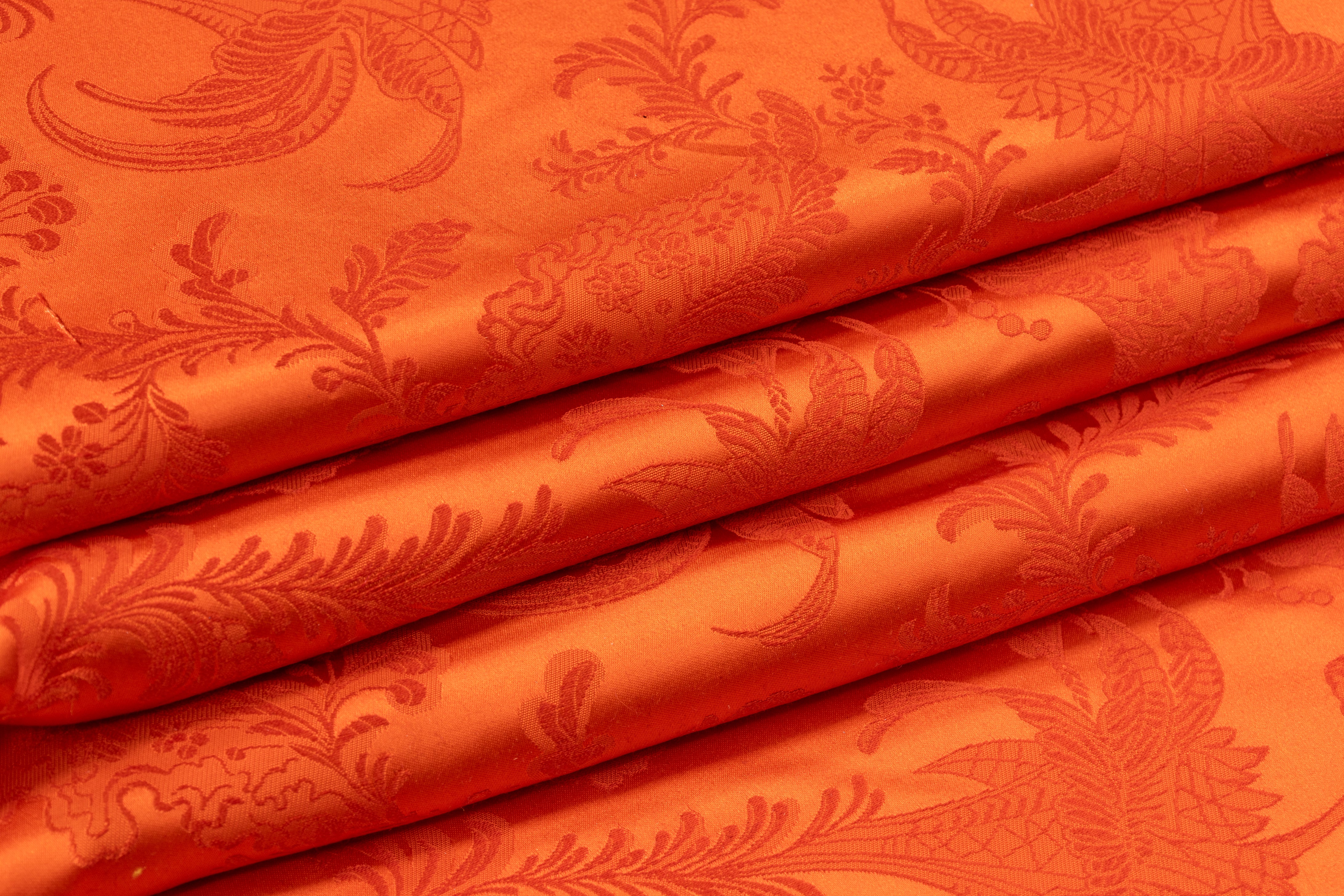 Italian Pure Silk Jacquard - Orange