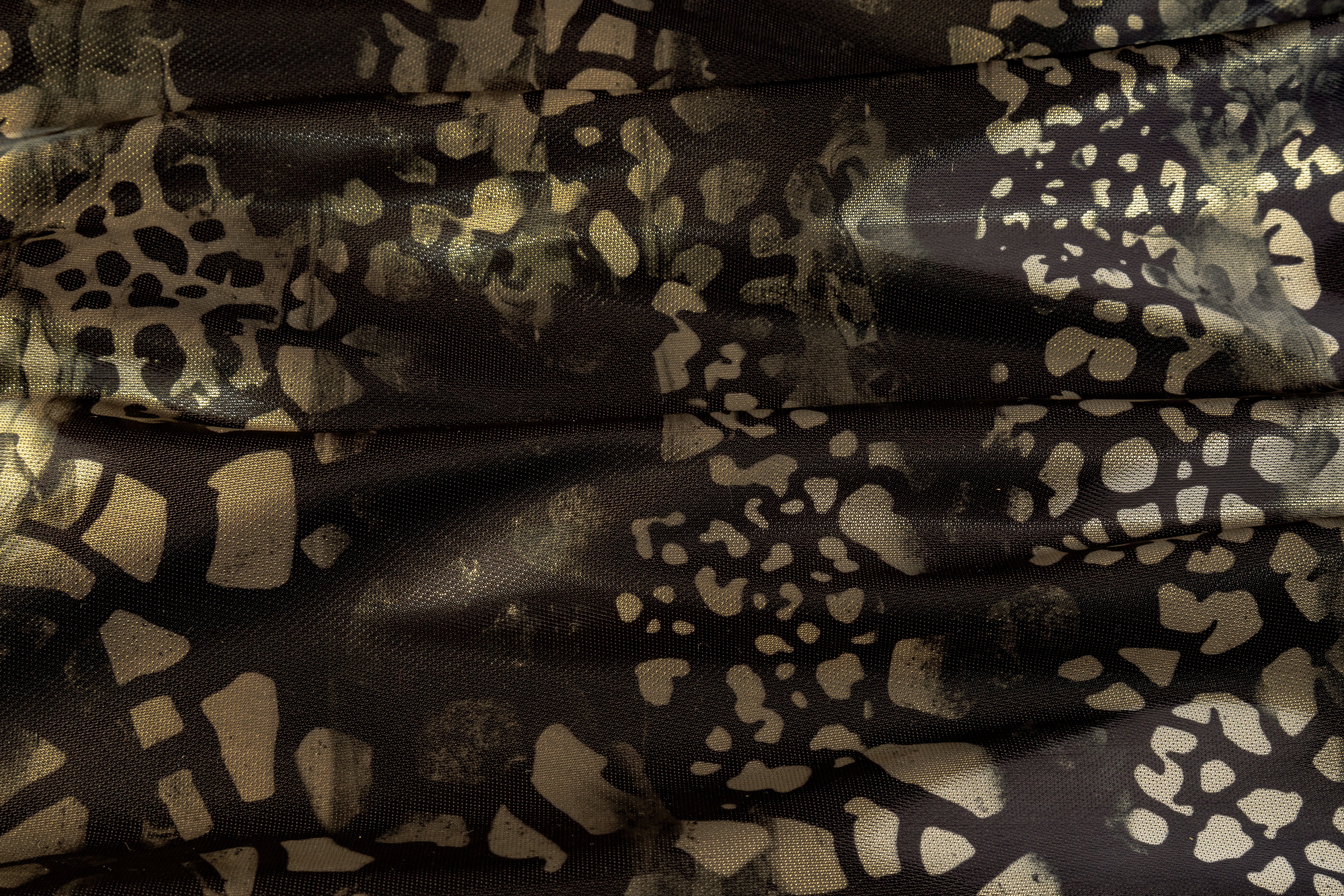 Ruffo Coli - Abstract Metallic Italian Silk Blend Liquid Satin - Smoky Black / Gold